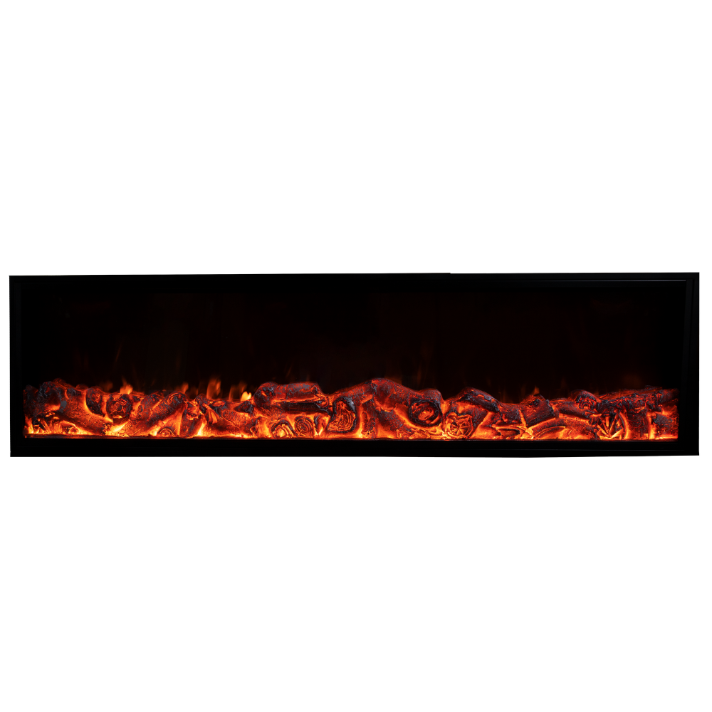 Semineu Electric Incorporabil, 1.5m ,Negru, Design Minimalist, Telecomanda, Flacari Realistice