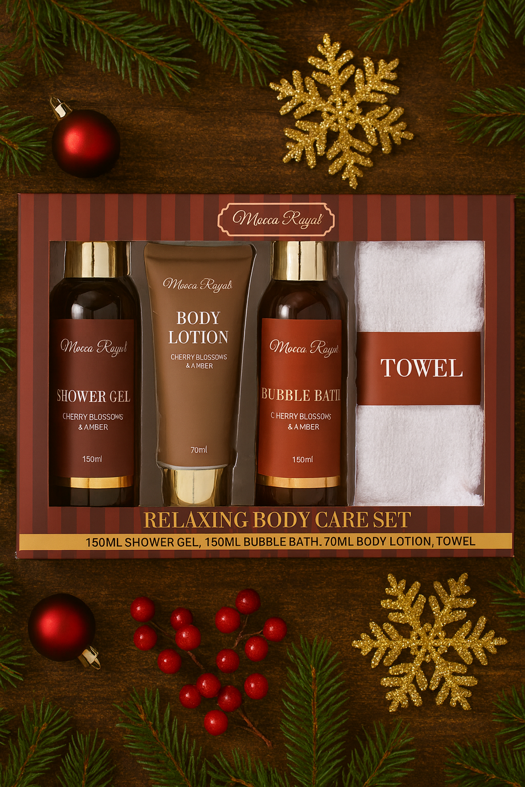 Set Cadou pentru Ingrijirea Corpului, Cherry Blossoms & Amber, Visiniu