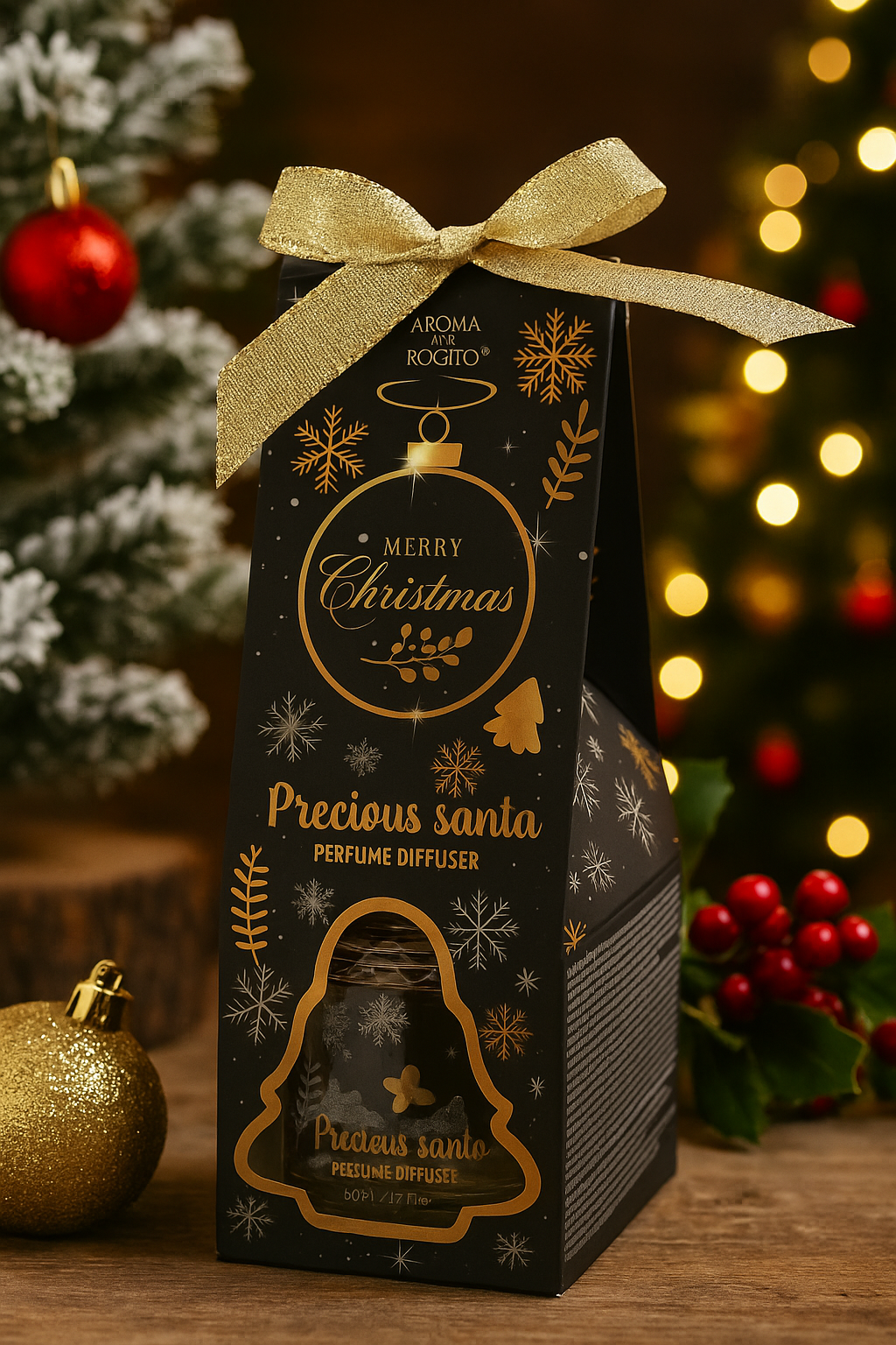 Diffuser parfum Precious Santa, 50 ml, Aroma festiva de Craciun, Parfum ambiental elegant
