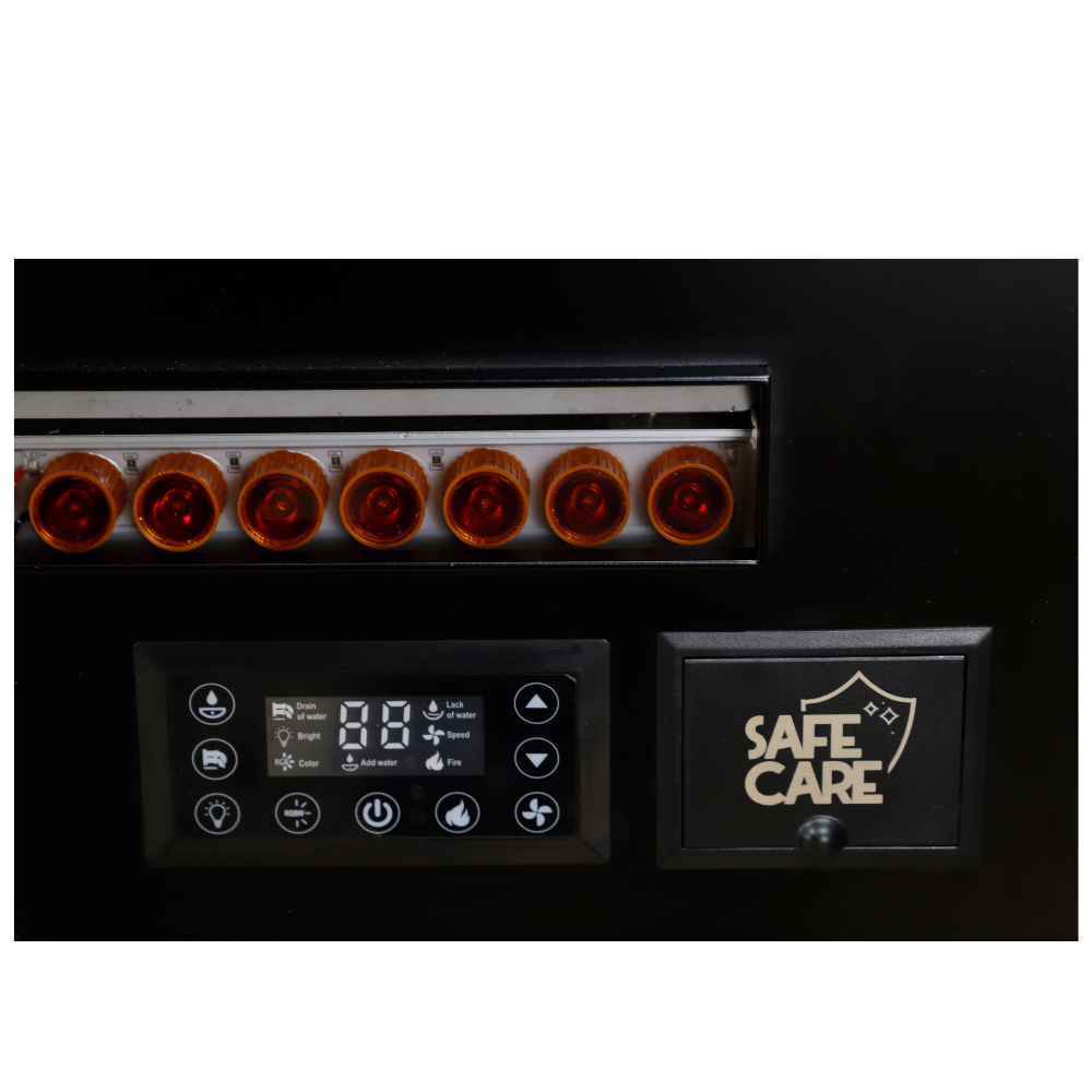 Semineu Electric Incorporabil, Negru, Flacari 3D, Design Minimalist, Telecomanda