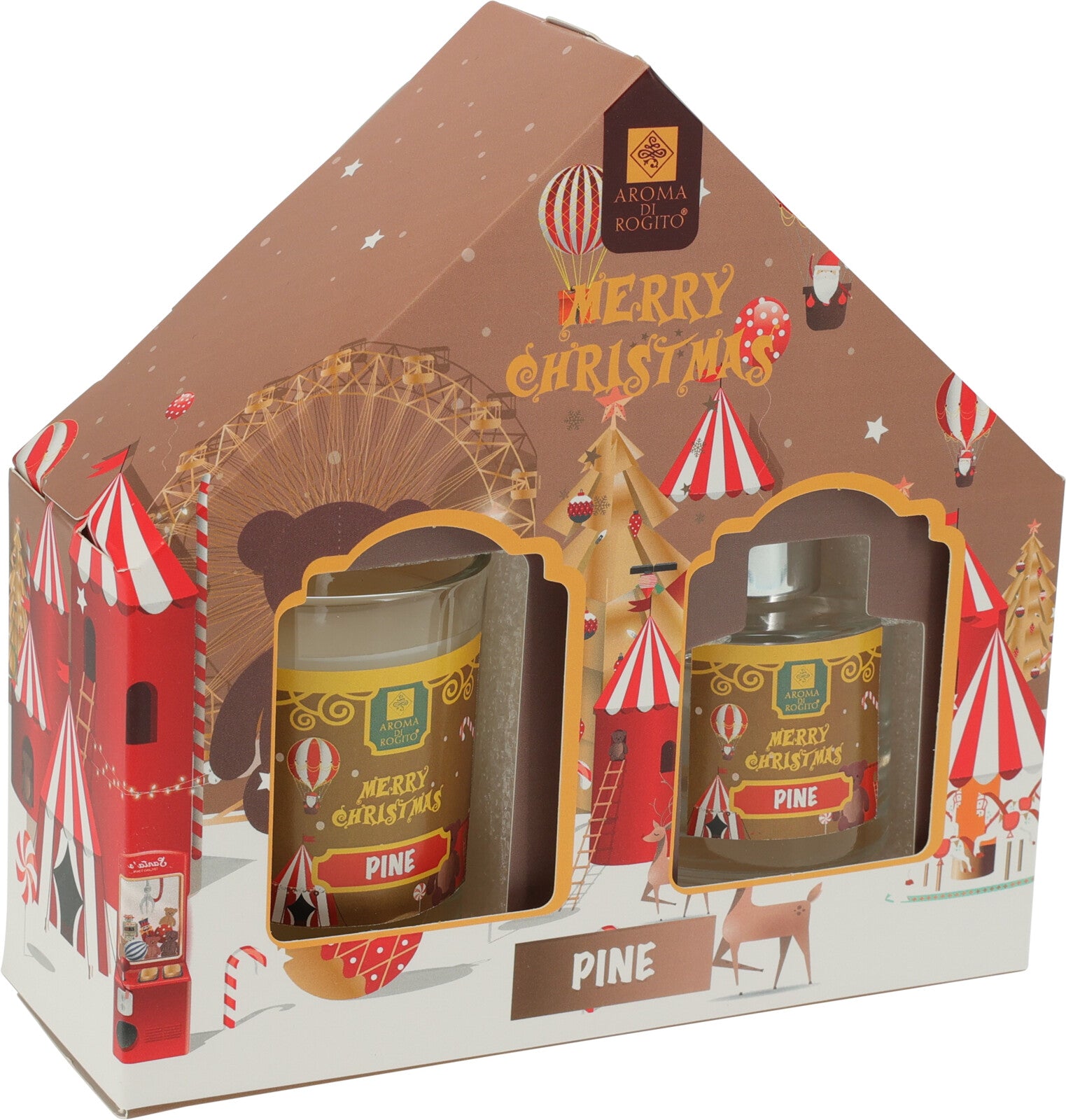 Set cadou Pine, Aroma de brad natural, Lumanare parfumata si Difuzor cu betisoare