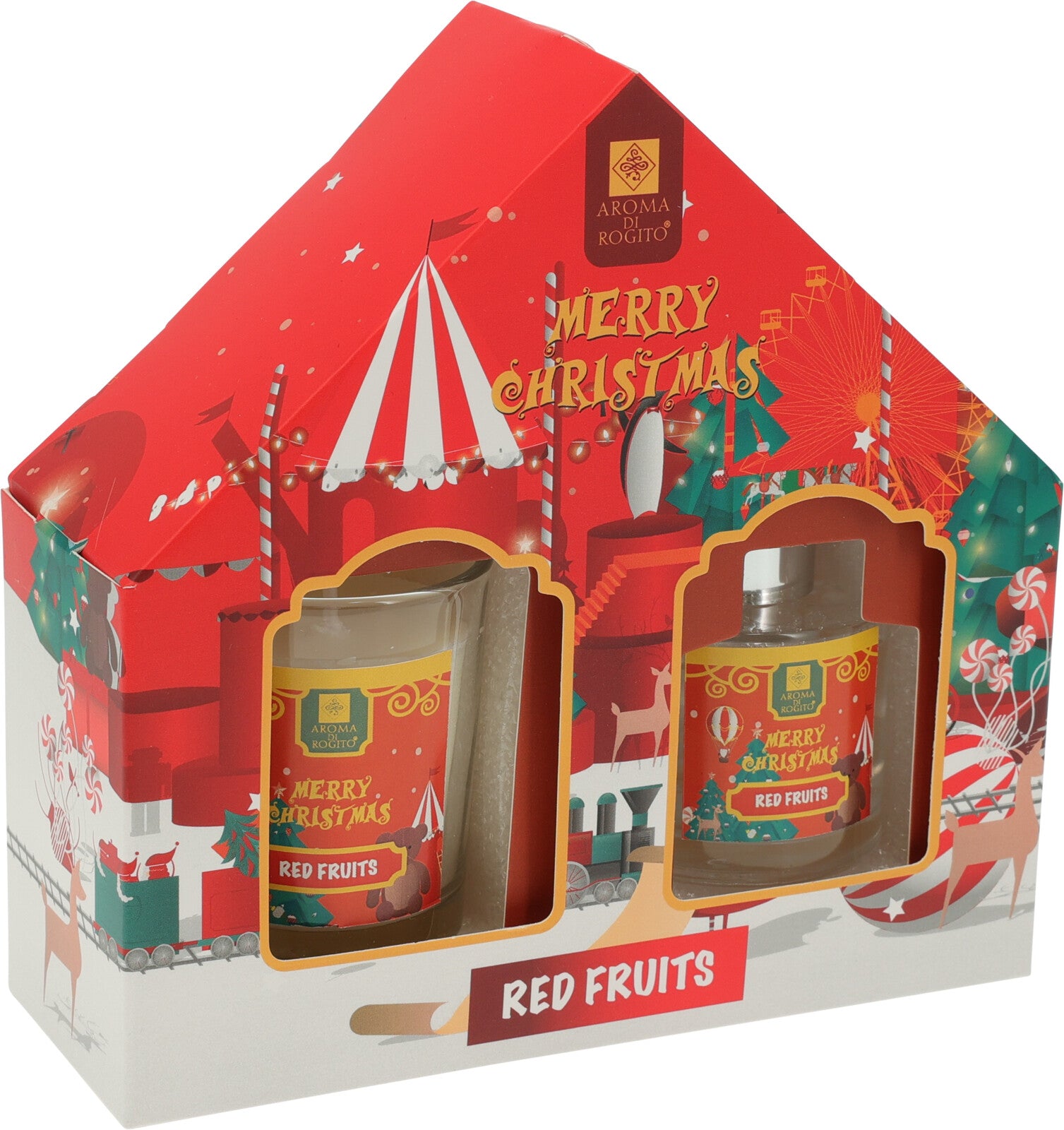 Set cadou Red Fruits, Aroma de fructe rosii, Lumanare parfumata si Difuzor cu betisoare