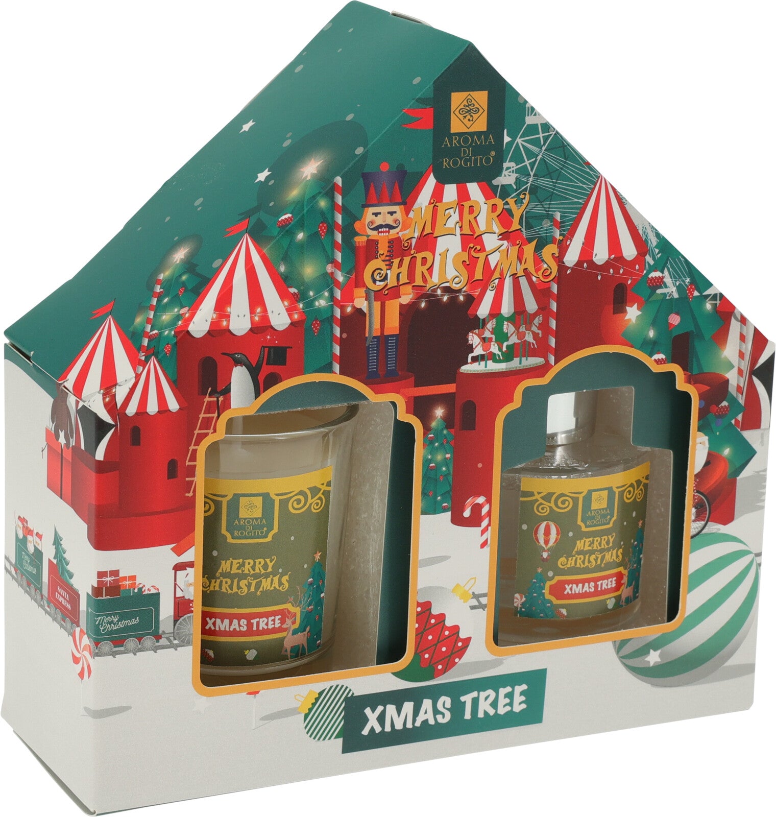 Set cadou Xmas Tree, Aroma de brad, Lumanare parfumata si Difuzor cu betisoare