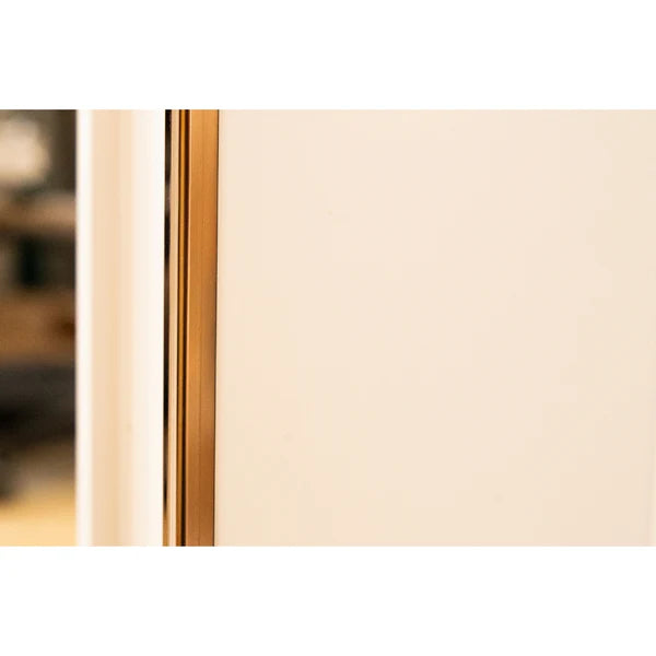 Semineu Electric din Lemn Masiv Stejar Alb Ivory cu Insertie Bronz-Auriu, cu Functie Incalzire, Telecomanda