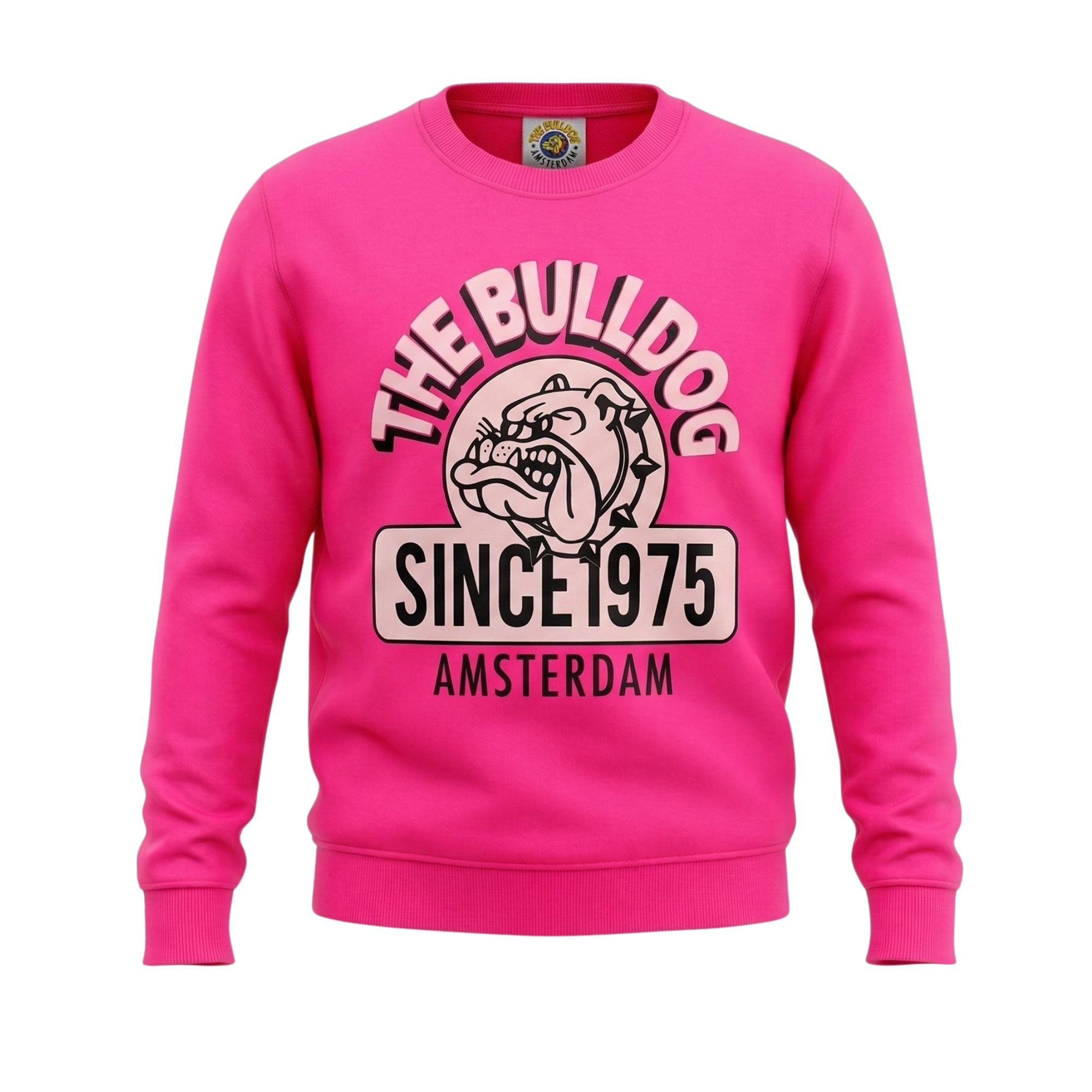 Bluza The Bulldog Amsterdam roz, imprimeu logo iconic, marimea S