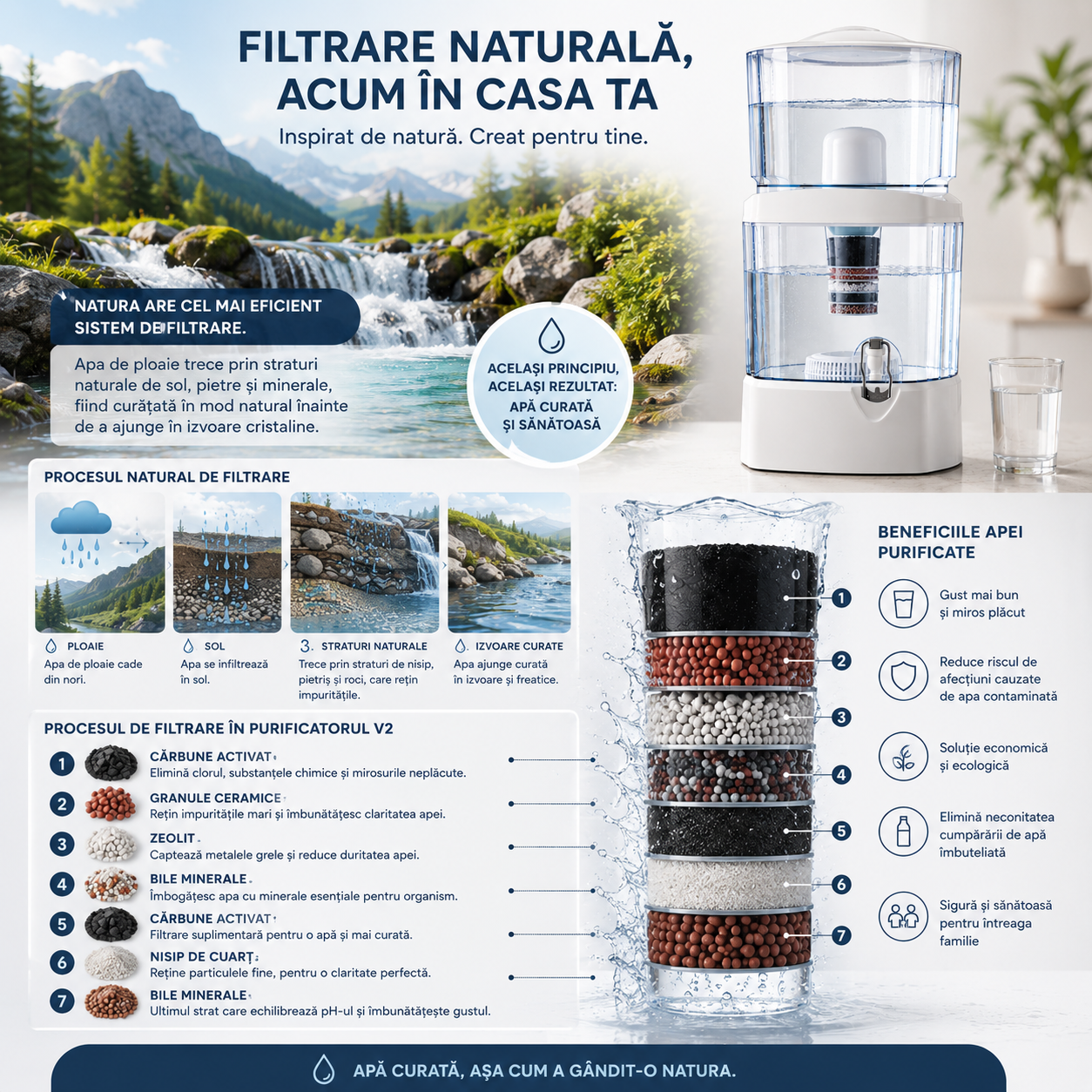 Purificator de Apa, cu Filtru multistrat, Capacitate 24 litri
