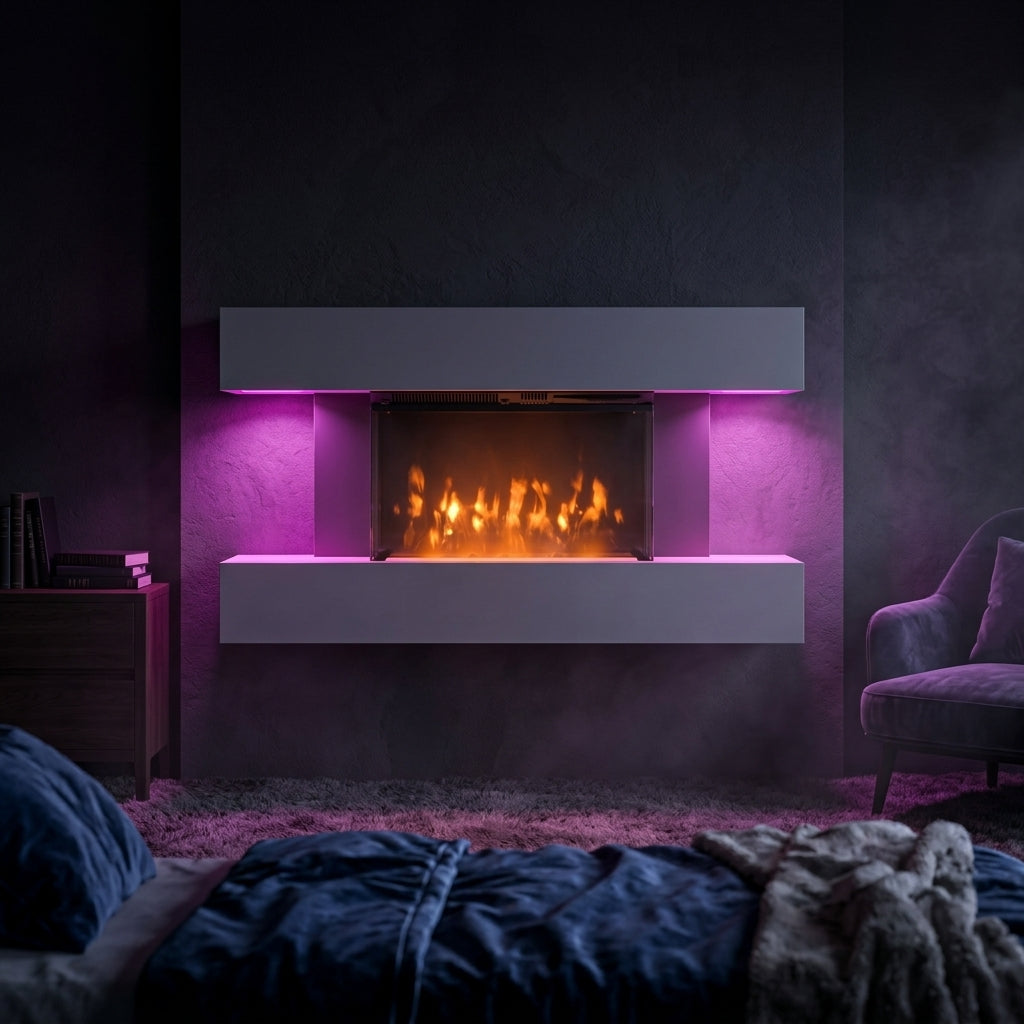 Semineu Electric de Perete, Smart, Wifi, Sticla pe Trei Laturi, Alb, Safecare YFG4003