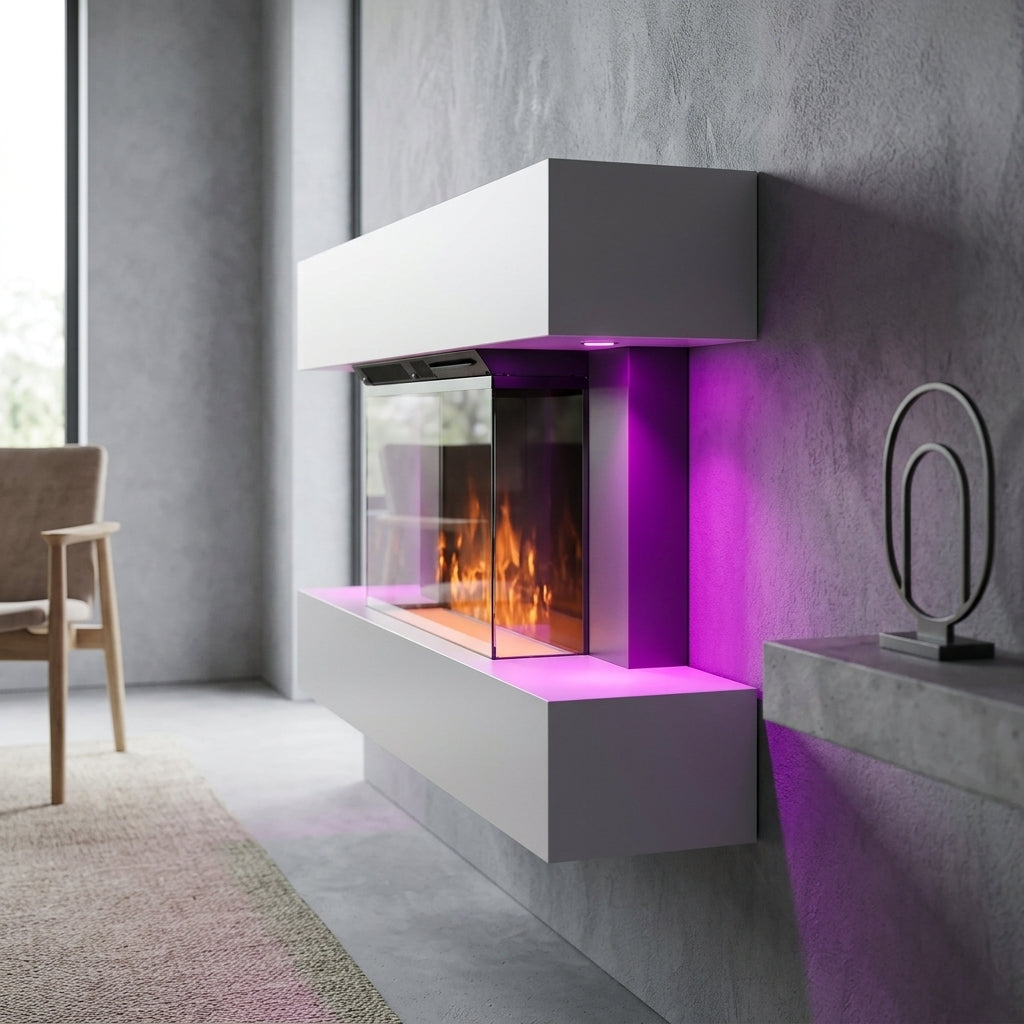 Semineu Electric de Perete, Smart, Wifi, Sticla pe Trei Laturi, Alb, Safecare YFG4003