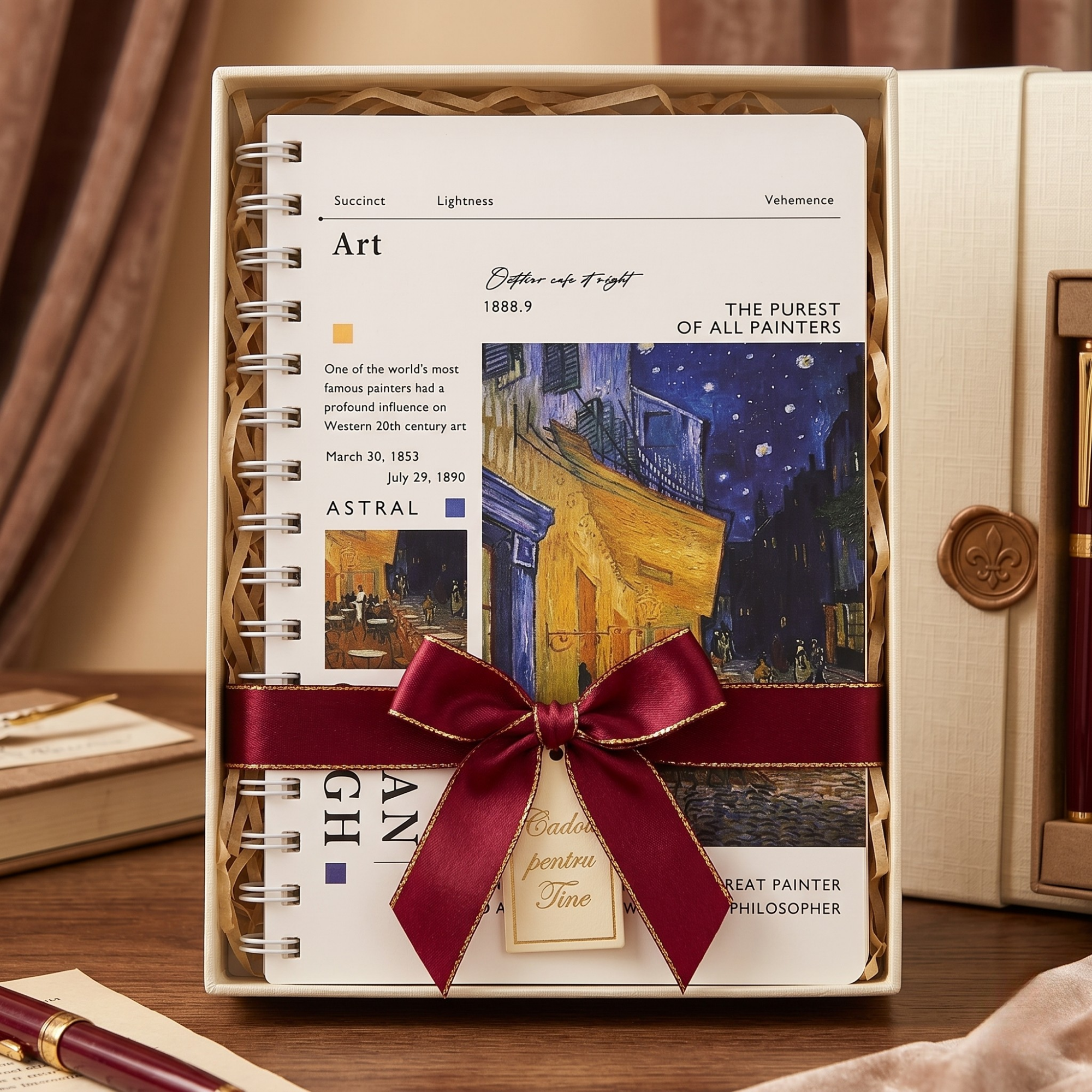 Agenda Van Gogh Mijlocie, format A5, Imprimeu Cafe Terrace at Night