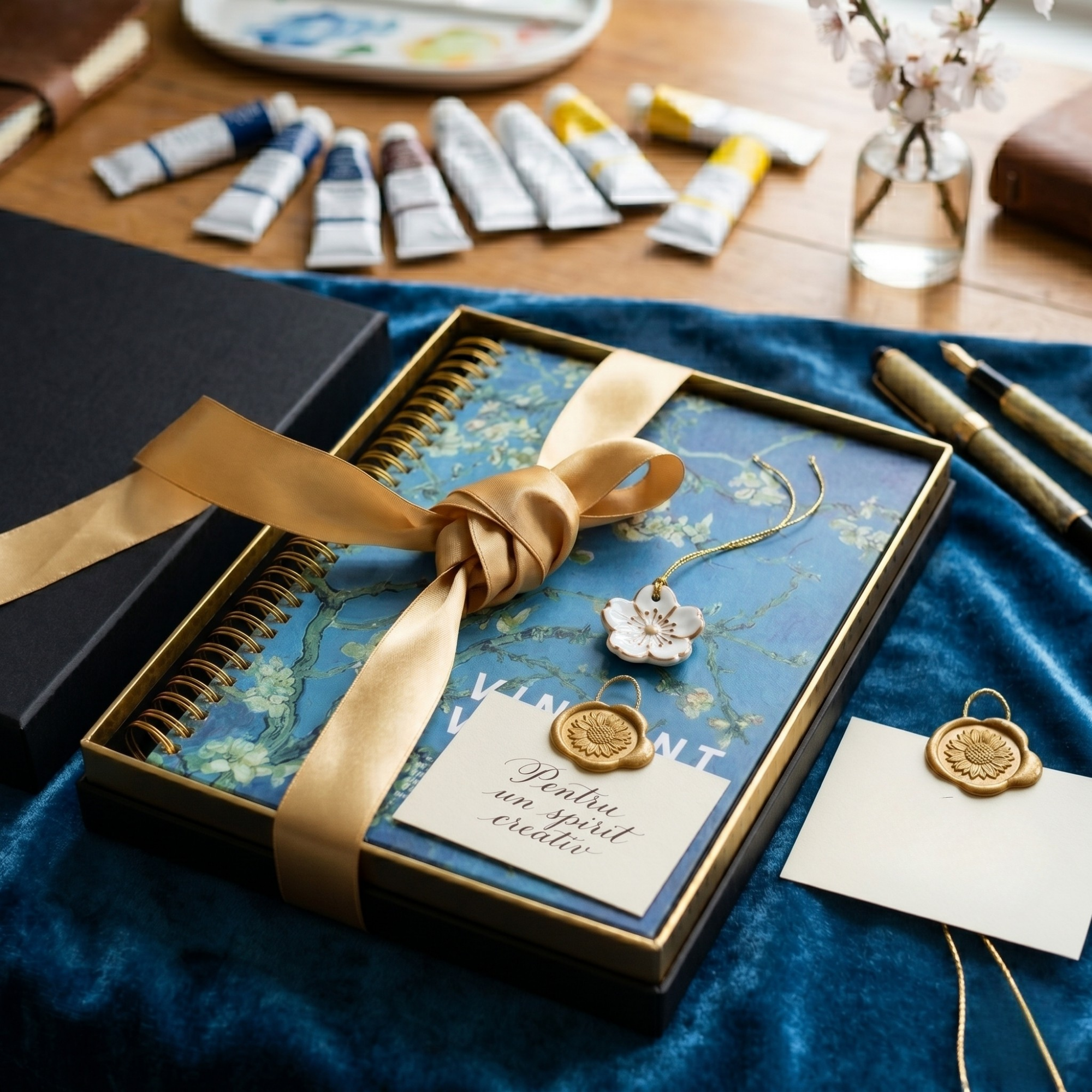 Agenda cu Spirala, Vincent van Gogh, Design Ramuri de Migdal Inflorit