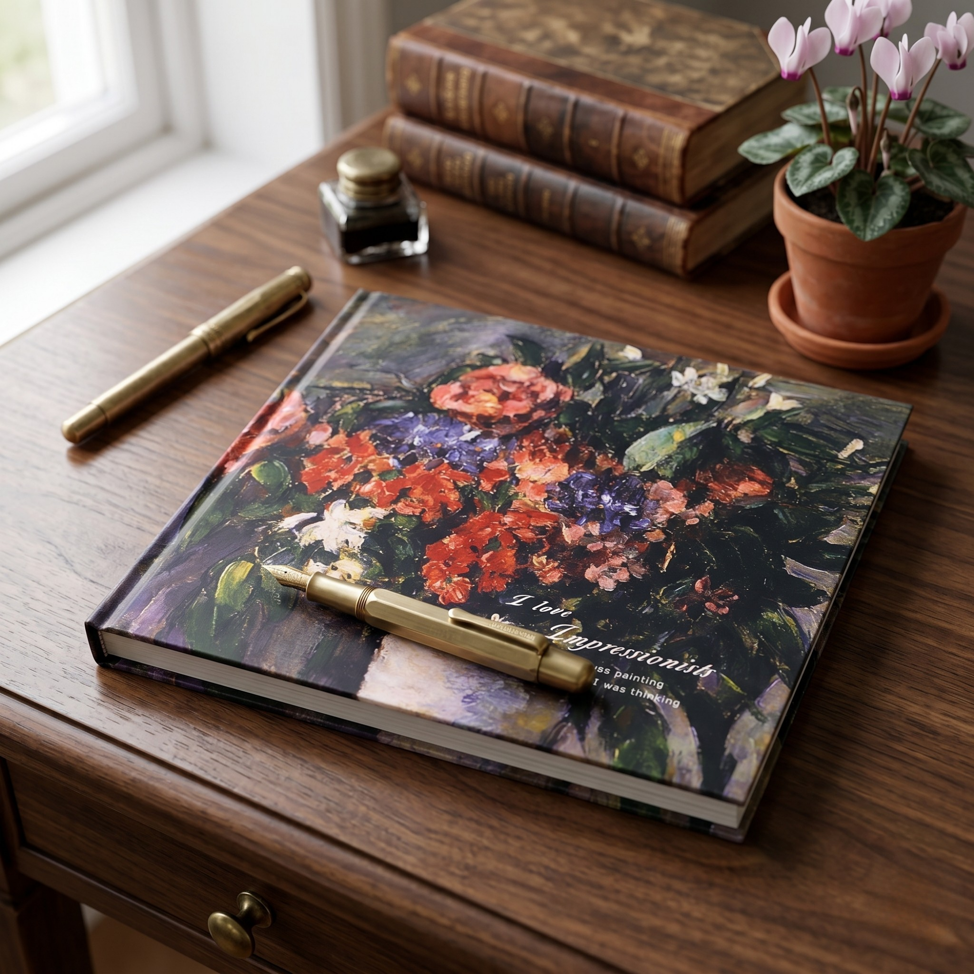 Agenda Impresionista, Imprimeu Buchet de Flori in Vas Alb, Design Elegant