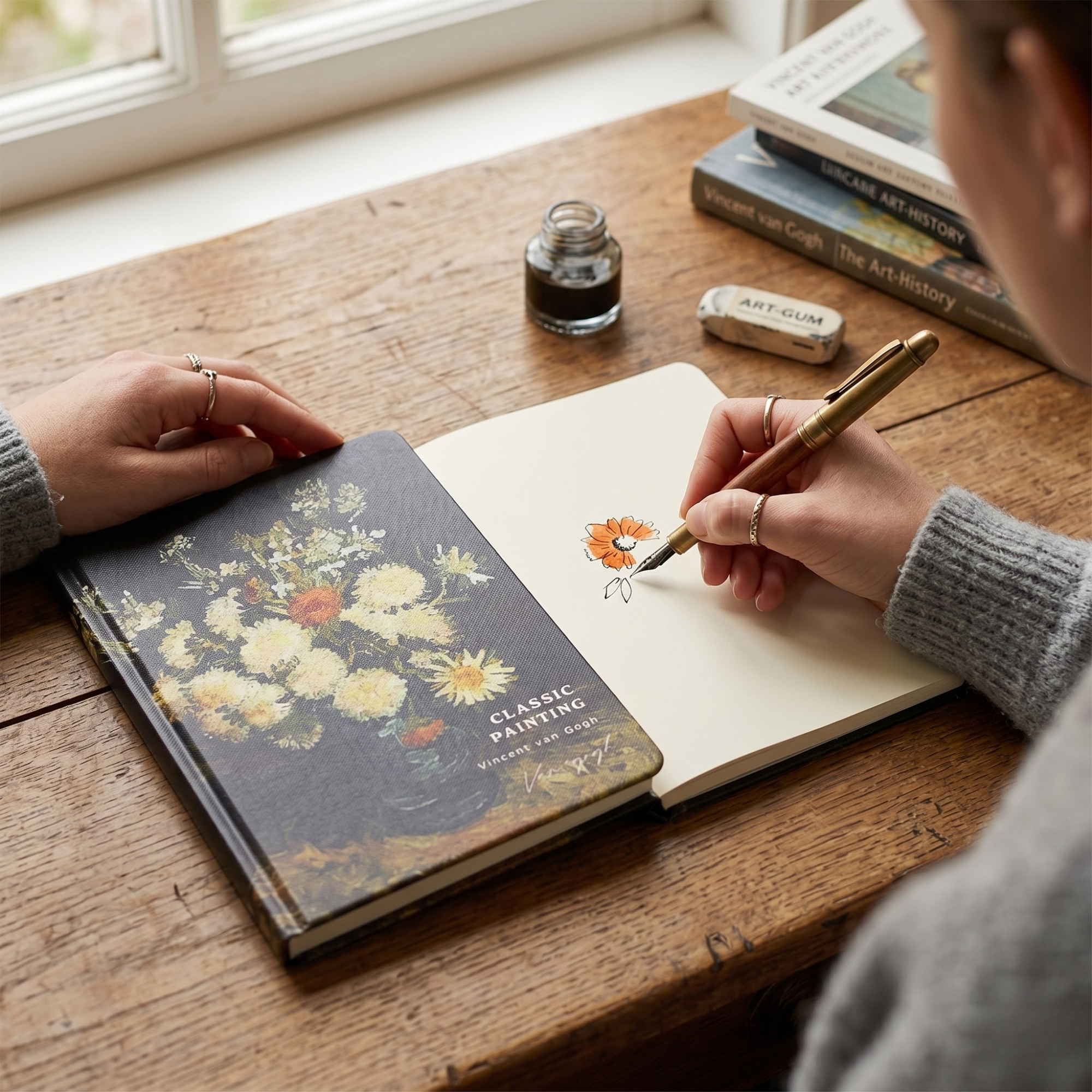 Agenda Van Gogh Mijlocie, format A5, Imprimeu Vase with Carnations