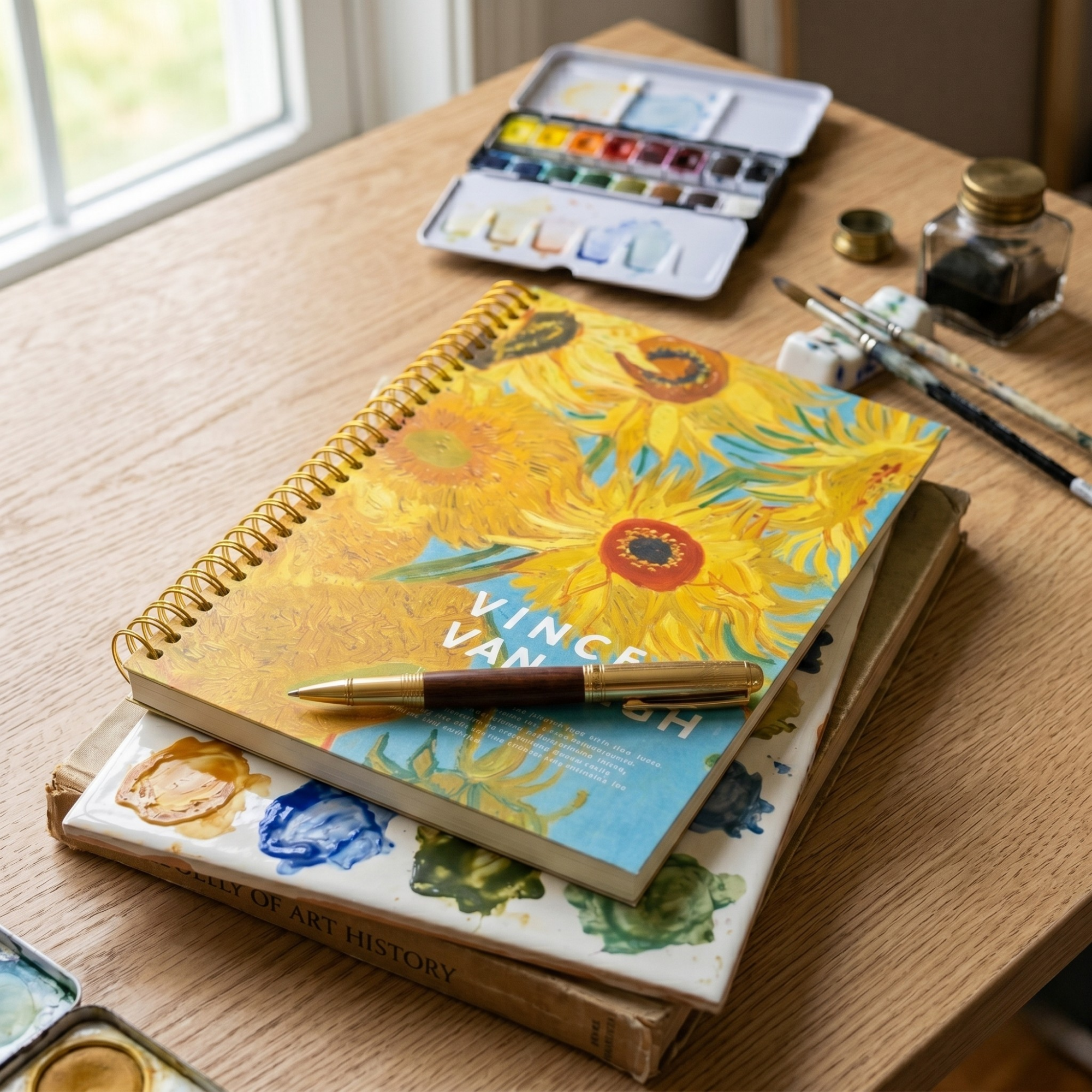 Agenda cu Spirala, Vincent van Gogh, Design Floarea-Soarelui