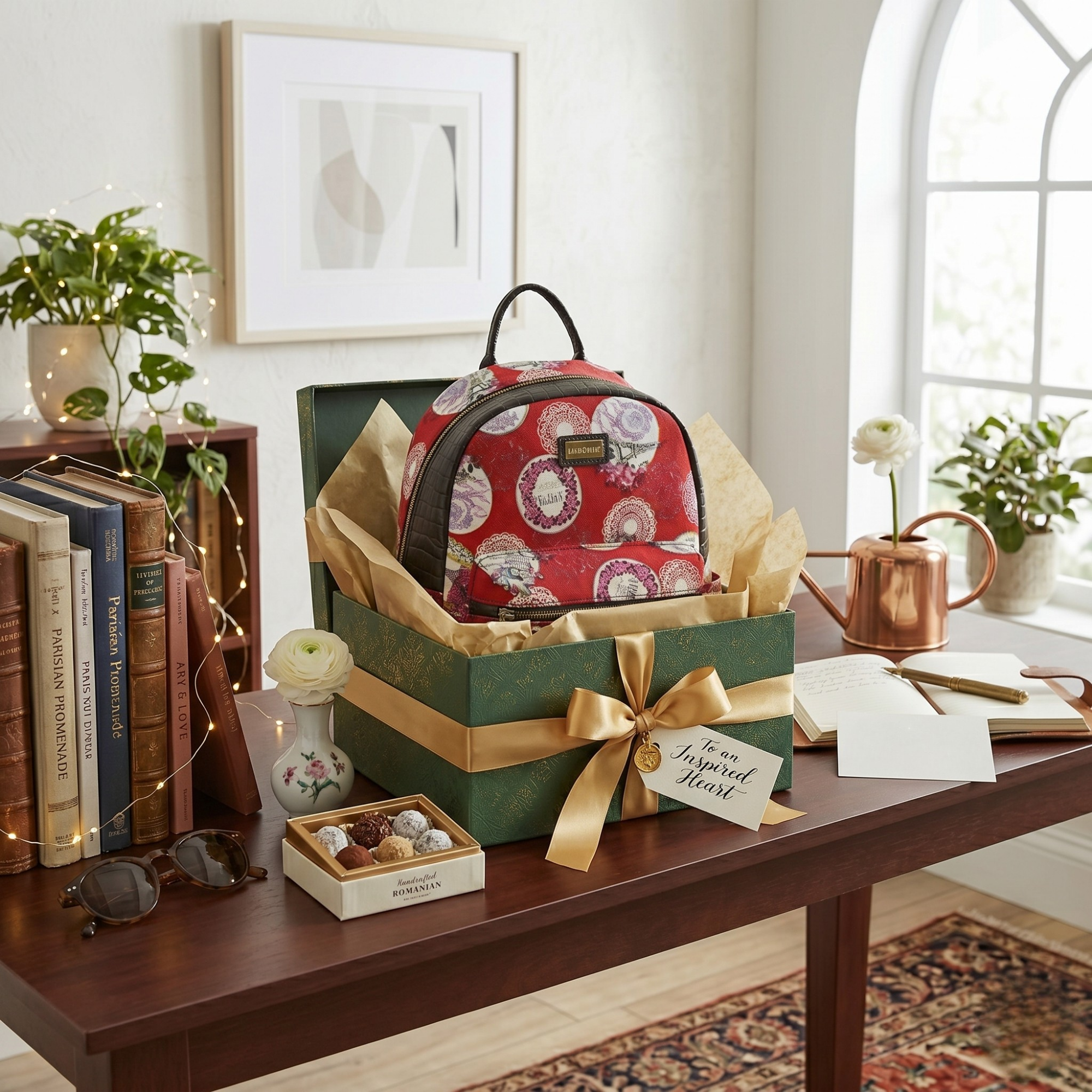 Rucsac de Dama din Material Textil si Piele Ecologica, Print Red Paris