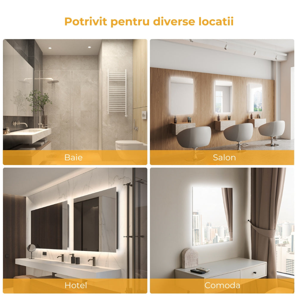Oglinda tip Panou Radiant, cu lumina LED, 450W