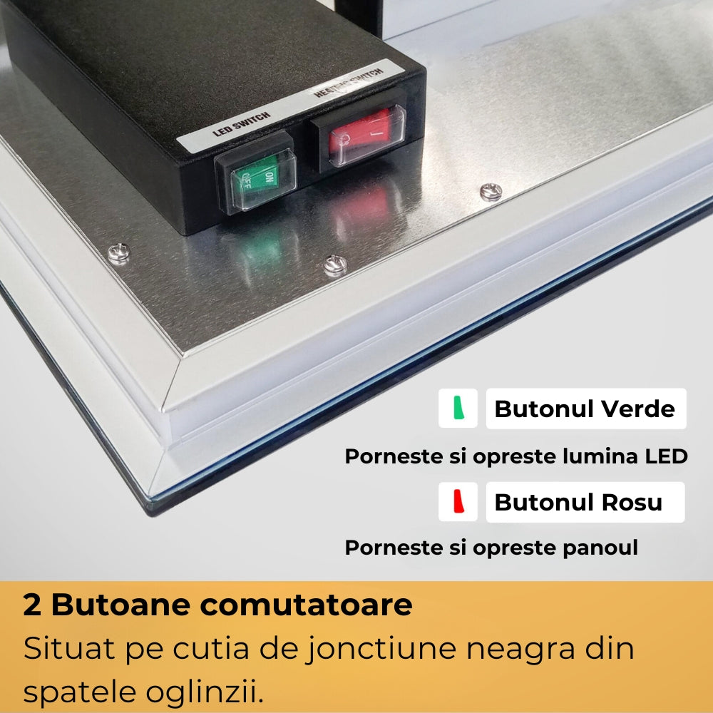 Oglinda tip Panou Radiant, cu lumina LED, 450W