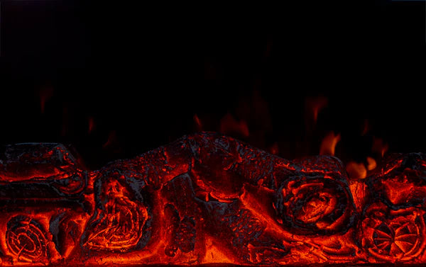 Semineu Electric din Lemn Masiv Stejar Alb Ivory cu Insertii Bronz Aurii, Telecomanda