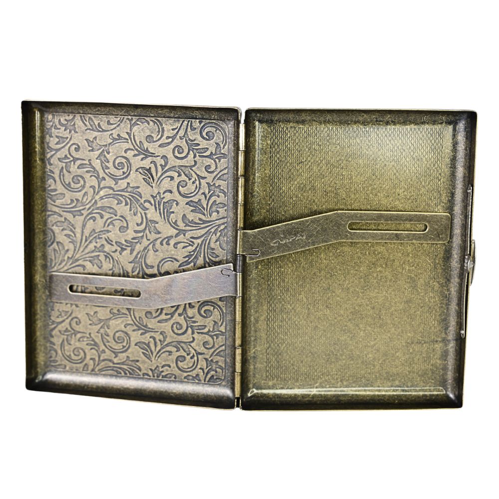 Tabachera Eleganta, Finisaj Aur Antic, Model Floral Gravurat