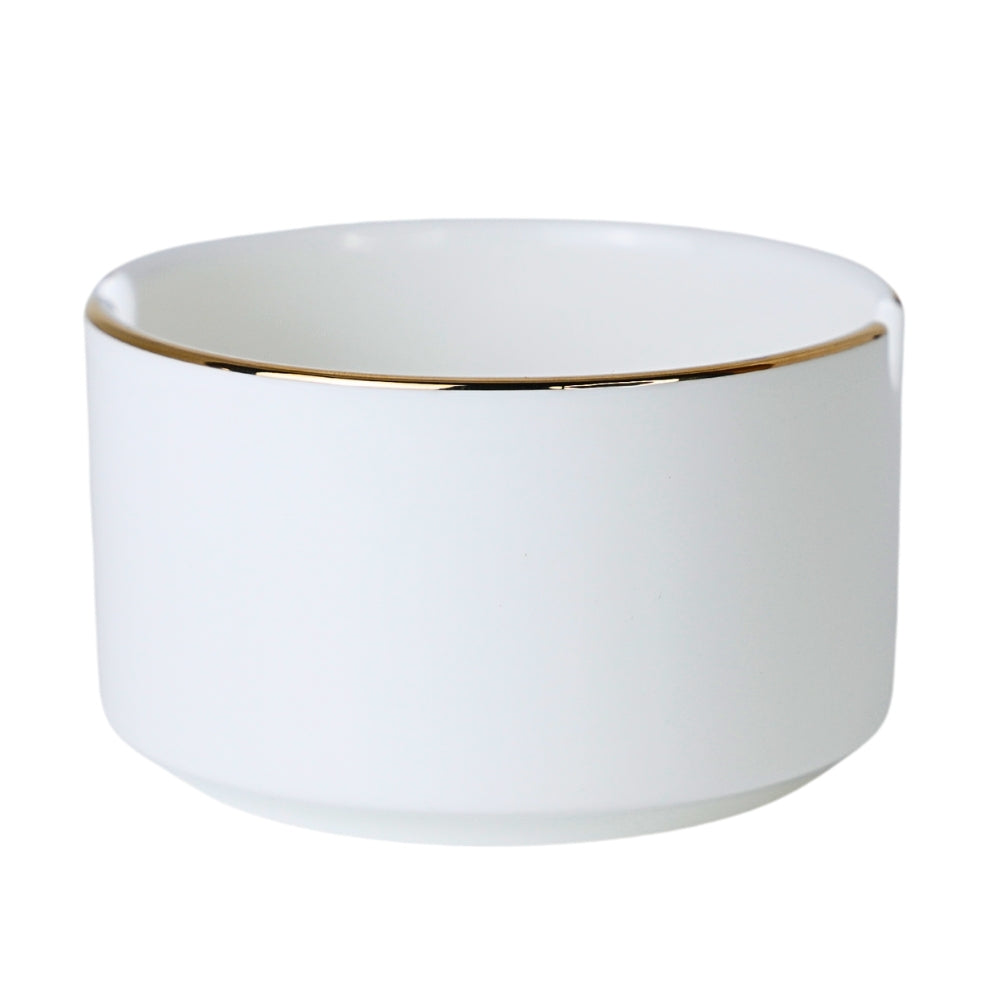 Scrumiera Alba Rotunda cu Linie Aurie