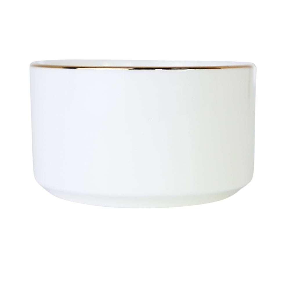 Scrumiera Alba Rotunda cu Linie Aurie