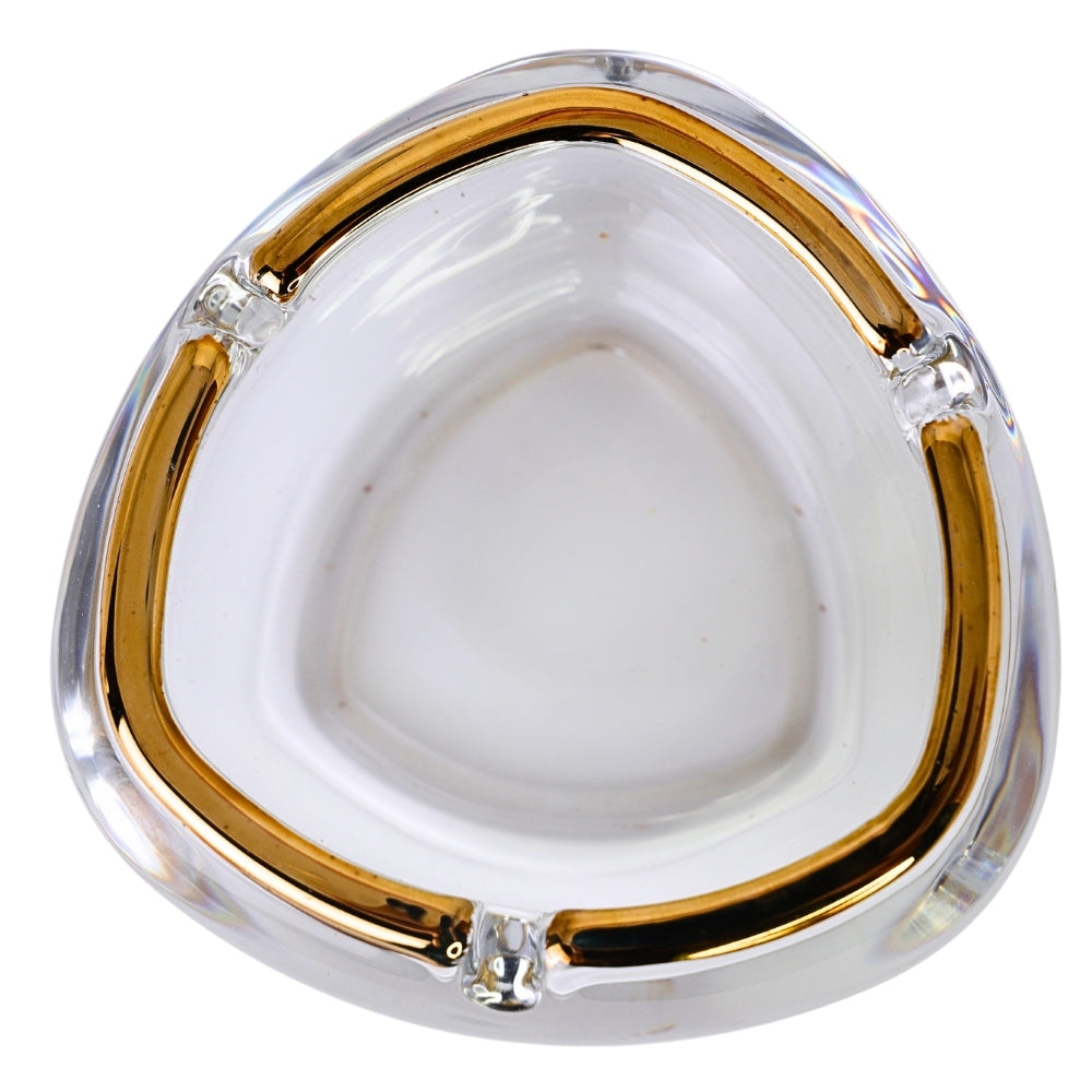 Scrumiera Transparenta Triunghiulara cu Linie Aurie