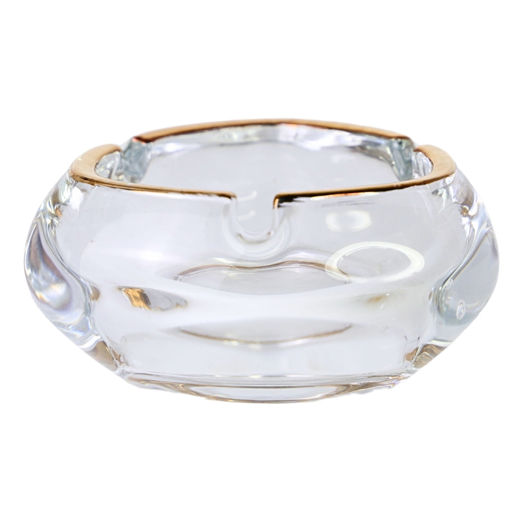 Scrumiera Transparenta Ovala Triunghiulara cu Linie Aurie