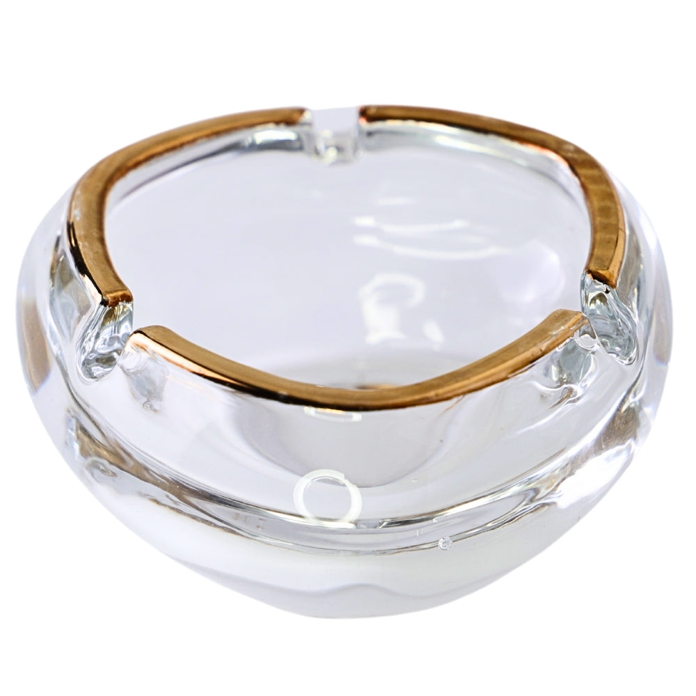 Scrumiera Transparenta Ovala Triunghiulara cu Linie Aurie