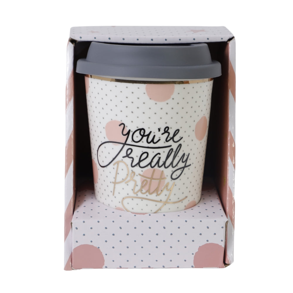 Pahar Cu Capac Detasabil Cu Mesaj "You're really Pretty"
