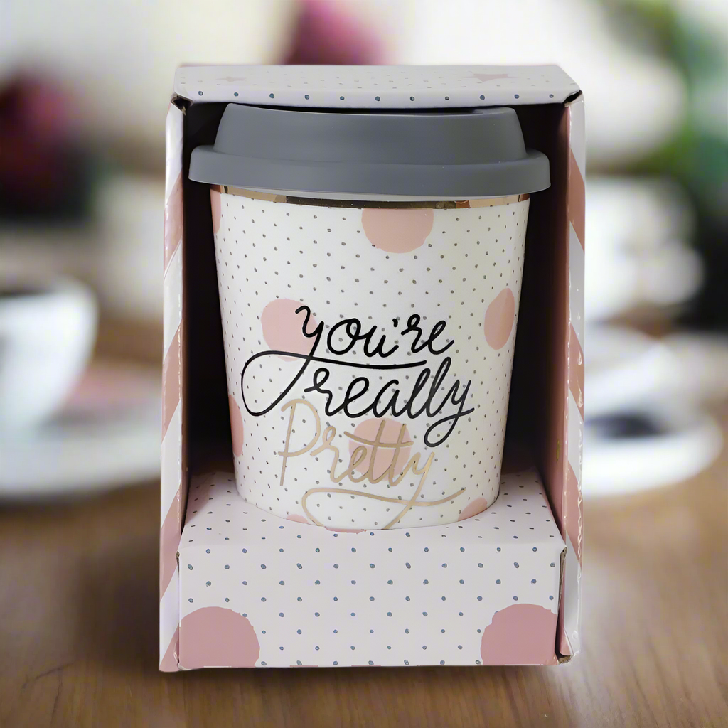 Pahar Cu Capac Detasabil Cu Mesaj "You're really Pretty"