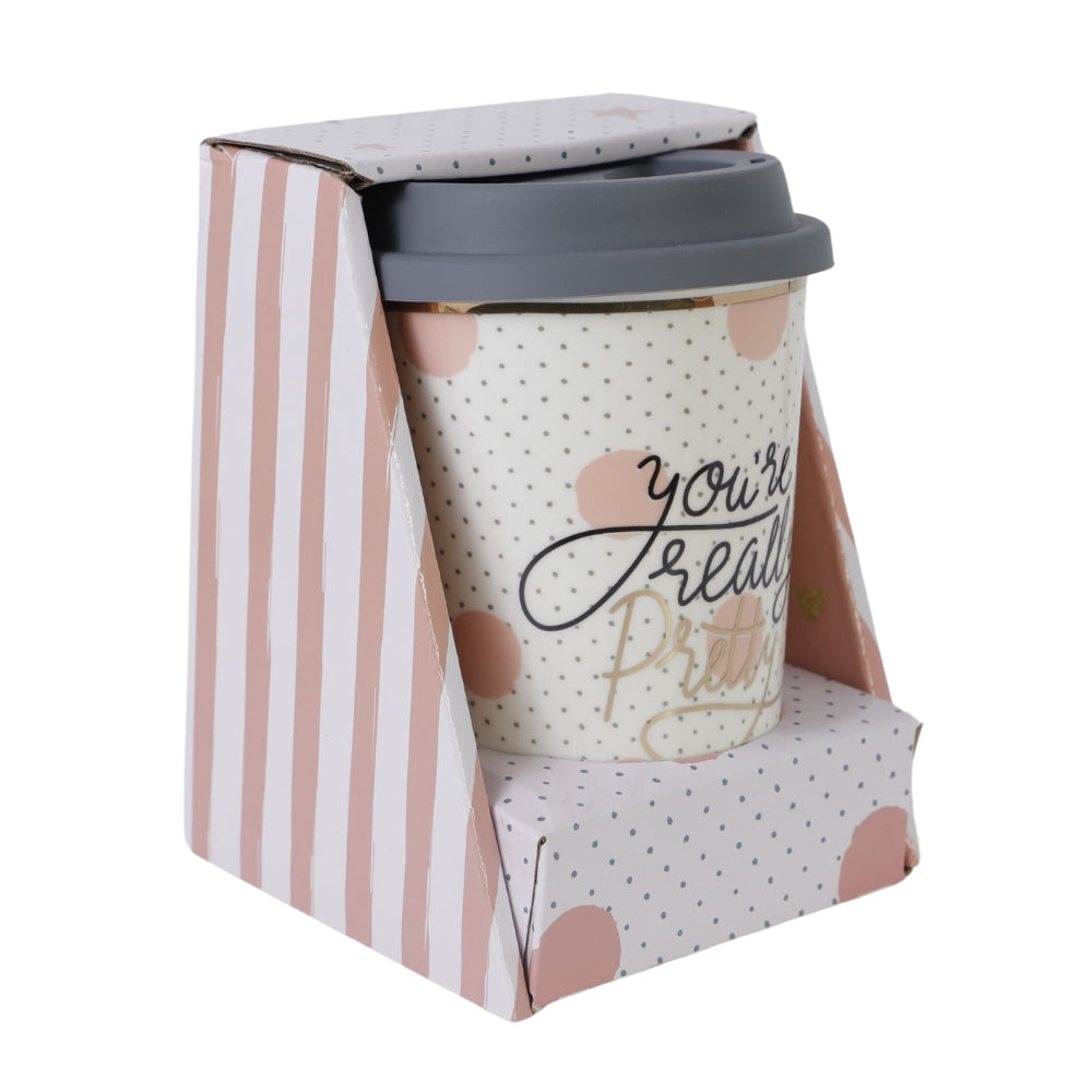 Pahar Cu Capac Detasabil Cu Mesaj "You're really Pretty"