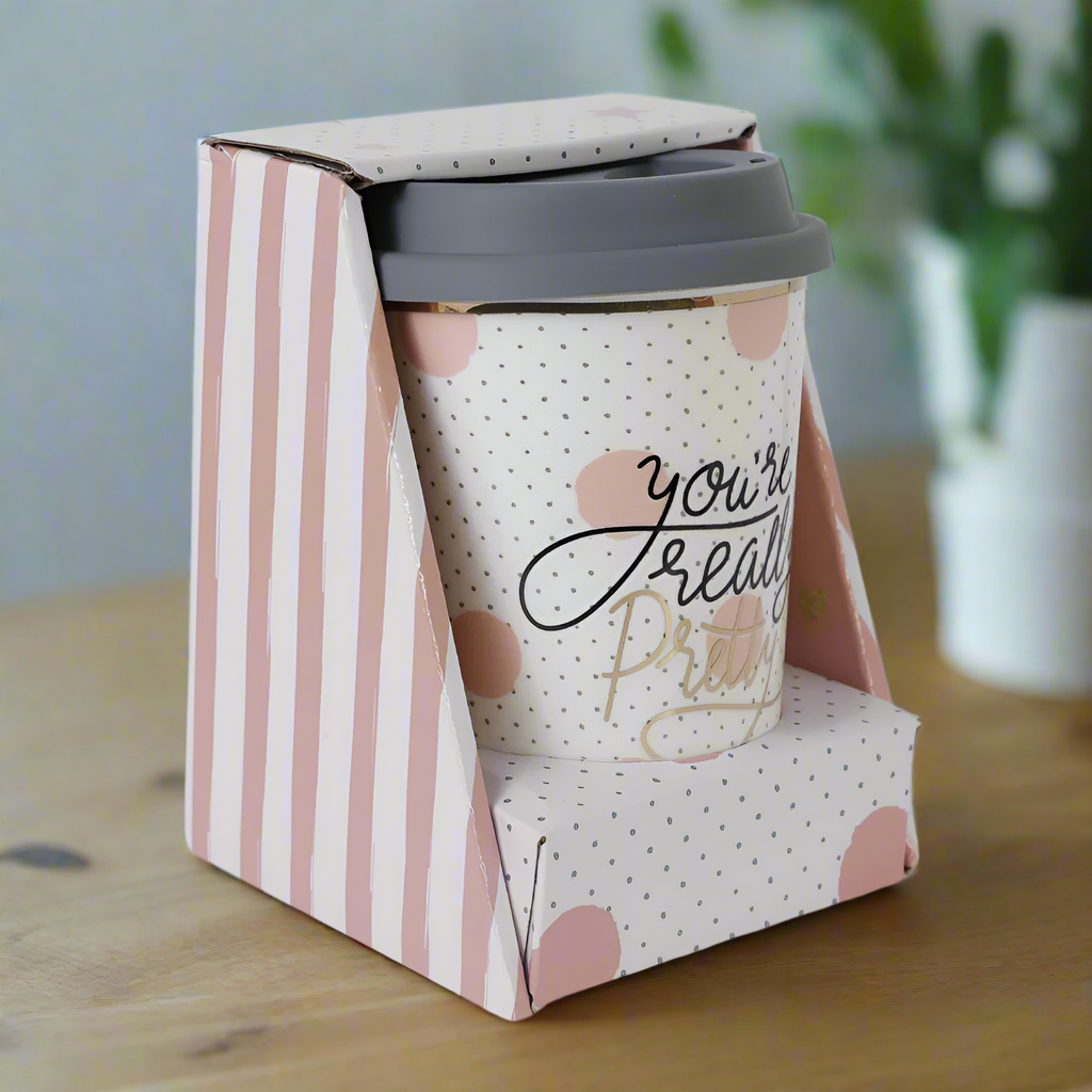 Pahar Cu Capac Detasabil Cu Mesaj "You're really Pretty"