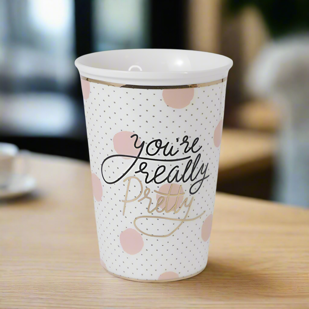 Pahar Cu Capac Detasabil Cu Mesaj "You're really Pretty"