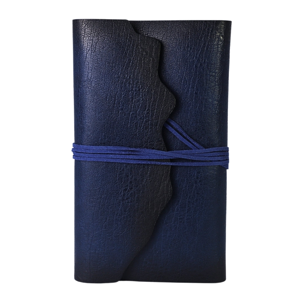 Jurnal Vintage cu Coperta din Piele Ecologica Texturata si Inchidere cu Snur, Albastru