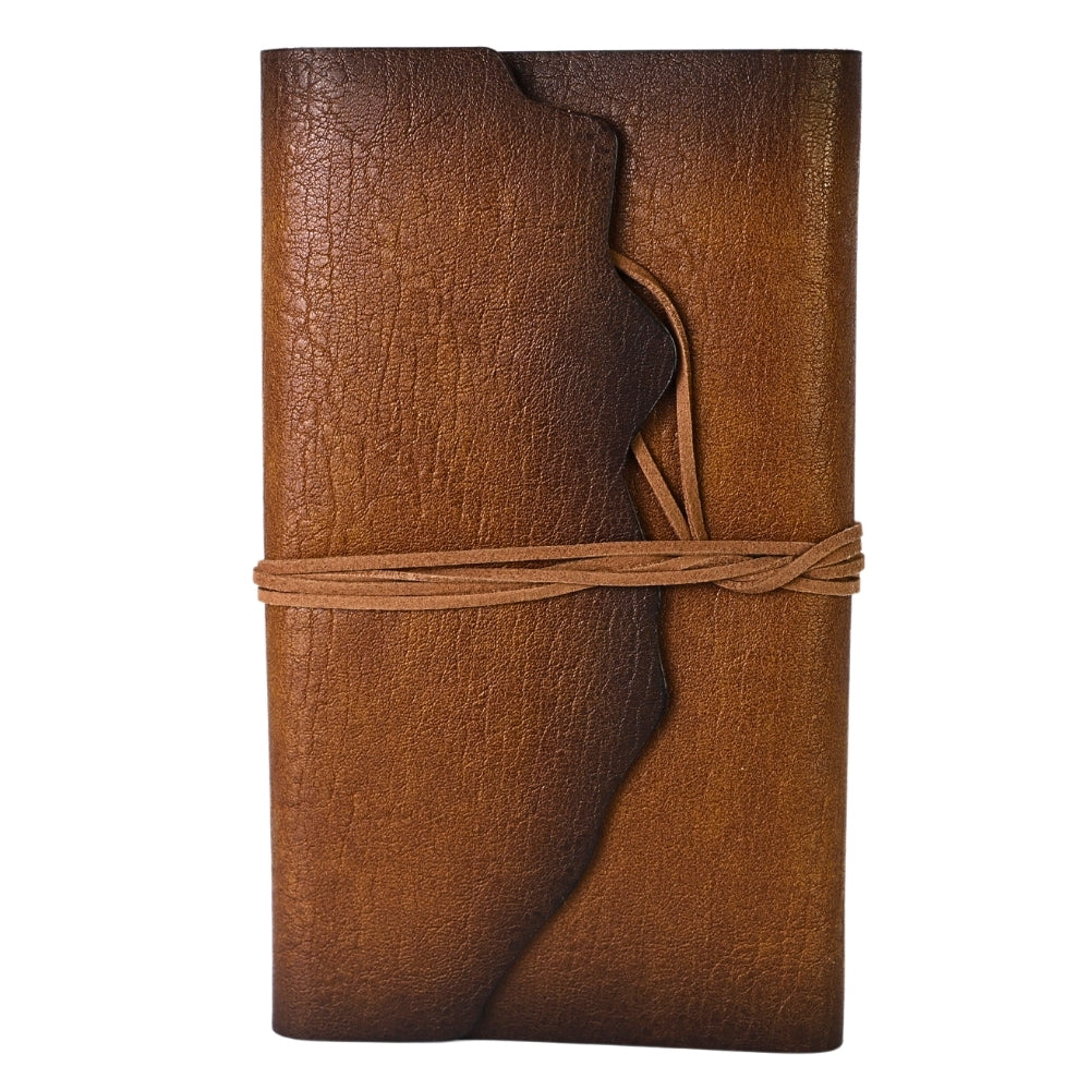 Jurnal Vintage cu Coperta din Piele Ecologica Texturata si Inchidere cu Snur, Maro Rustic