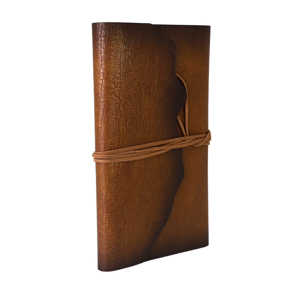 Jurnal Vintage cu Coperta din Piele Ecologica Texturata si Inchidere cu Snur, Maro Rustic