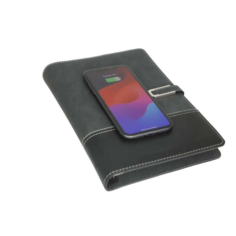 Agenda Smart Casual, format A5 cu Baterie Externa de 10000 mAh, Black