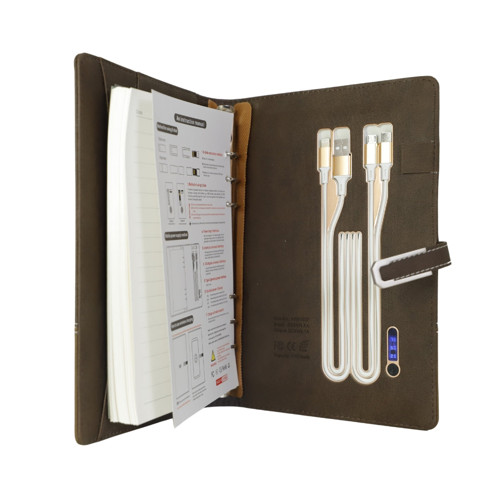 Agenda Smart Casual, format A5 cu Baterie Externa de 10000 mAh, Brown