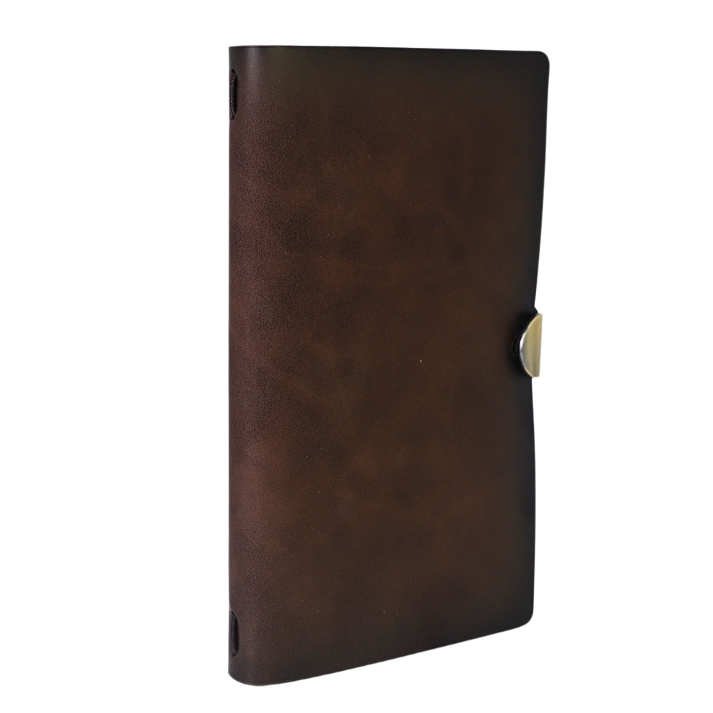 Agenda Premium cu Coperta din Piele Ecologica si Inchidere Metalica, Maro Clasic
