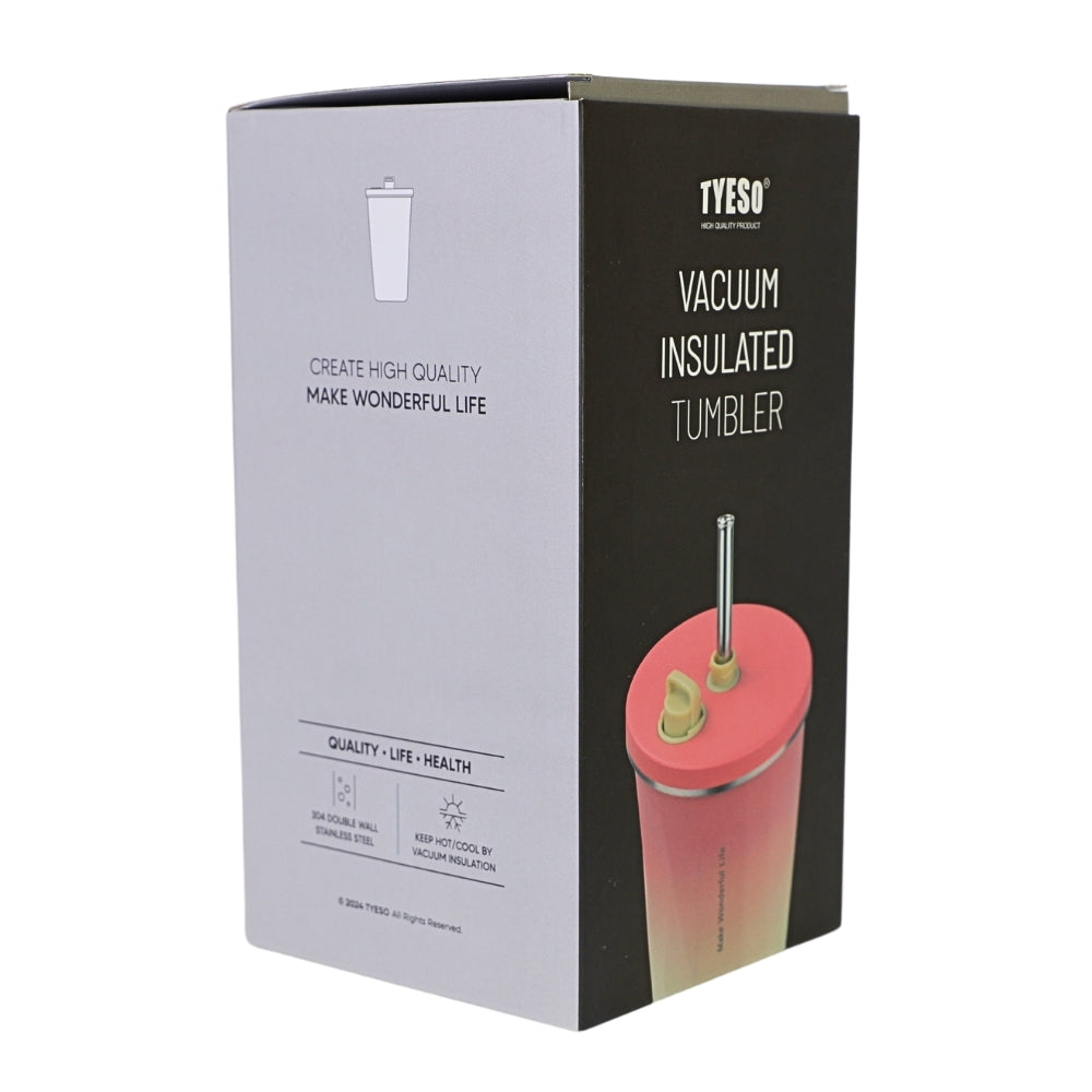 Pahar cu Pai, 500 ml, Roz-Alb