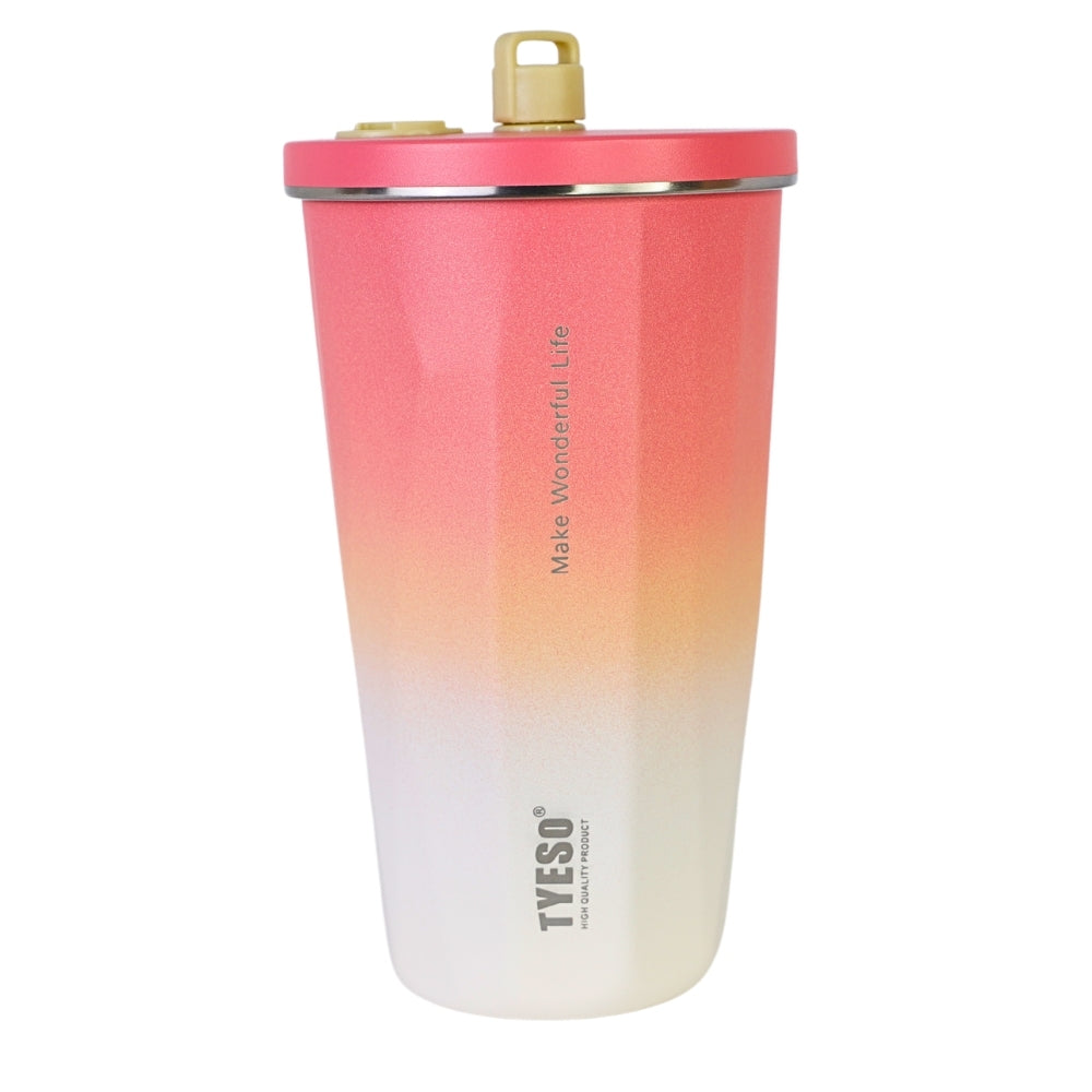 Pahar cu Pai, 500 ml, Roz-Alb