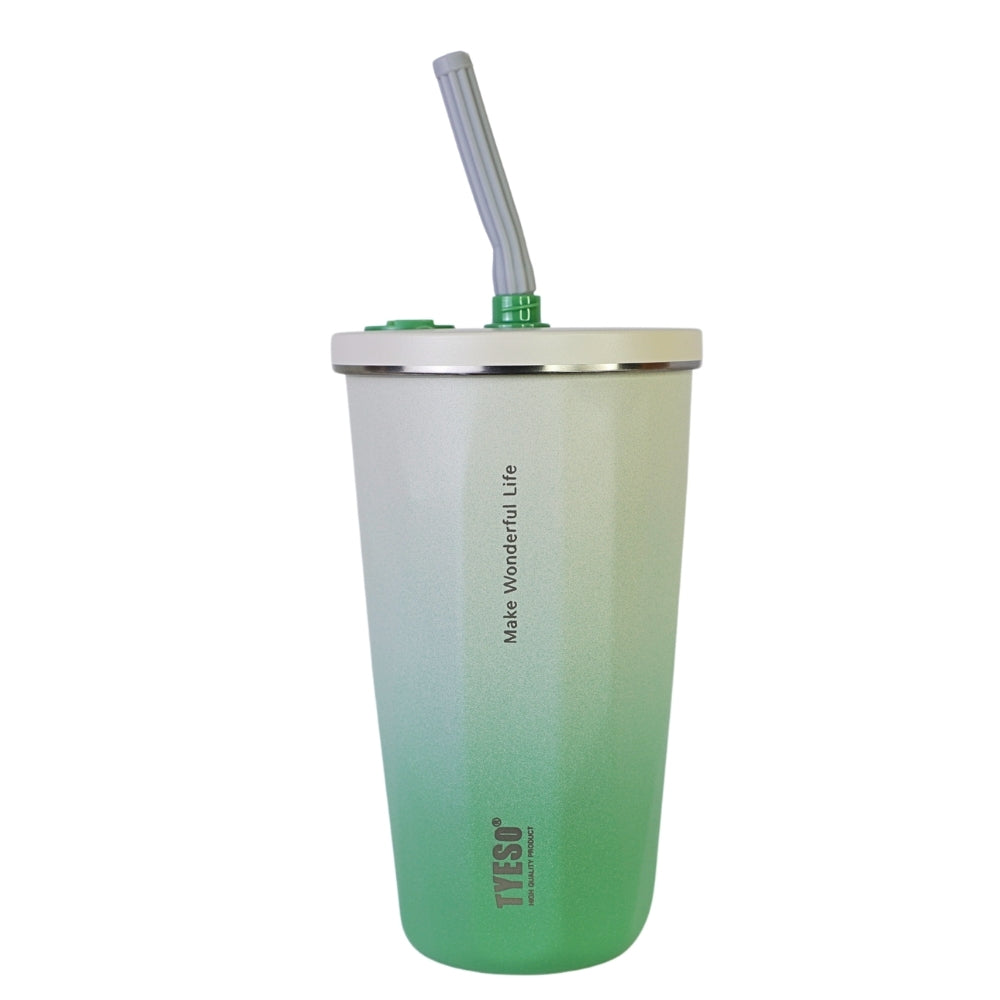 Pahar cu Pai, 500 ml, Alb-Verde
