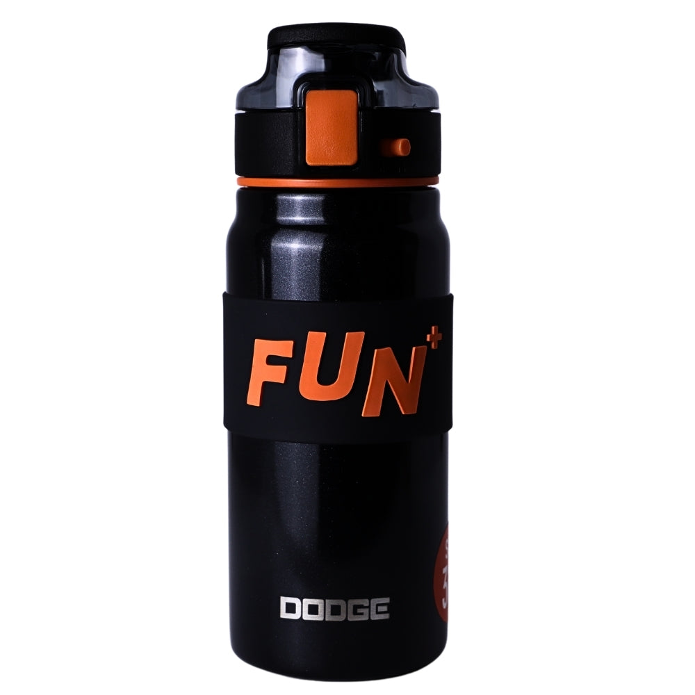 Sticla de Apa, 500 ml, Mesaj FUN+, Negru si Portocaliu