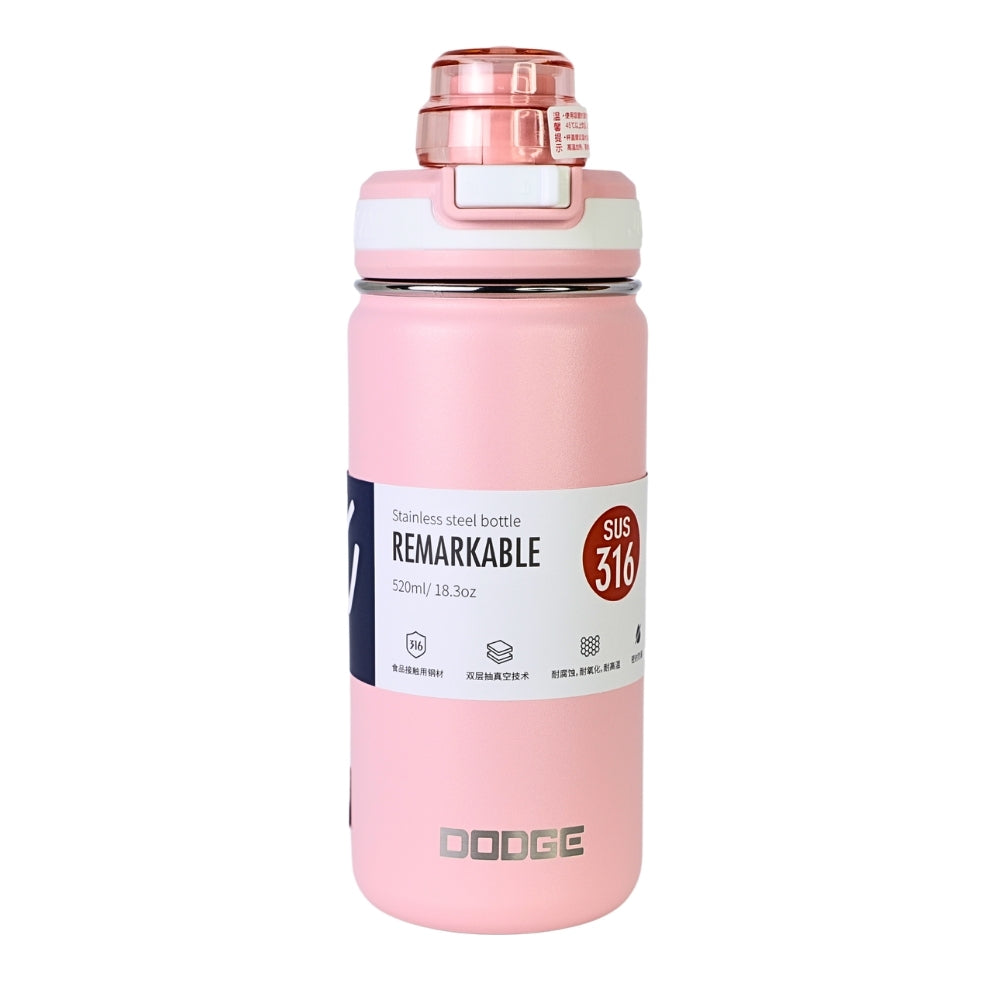 Sticla de Apa, 520 ml, Mesaj FIT, Roz