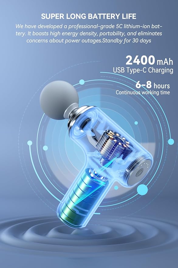 Pistol de Masaj Muscular Profesional cu 4 Capete Interchangeabile, Alb