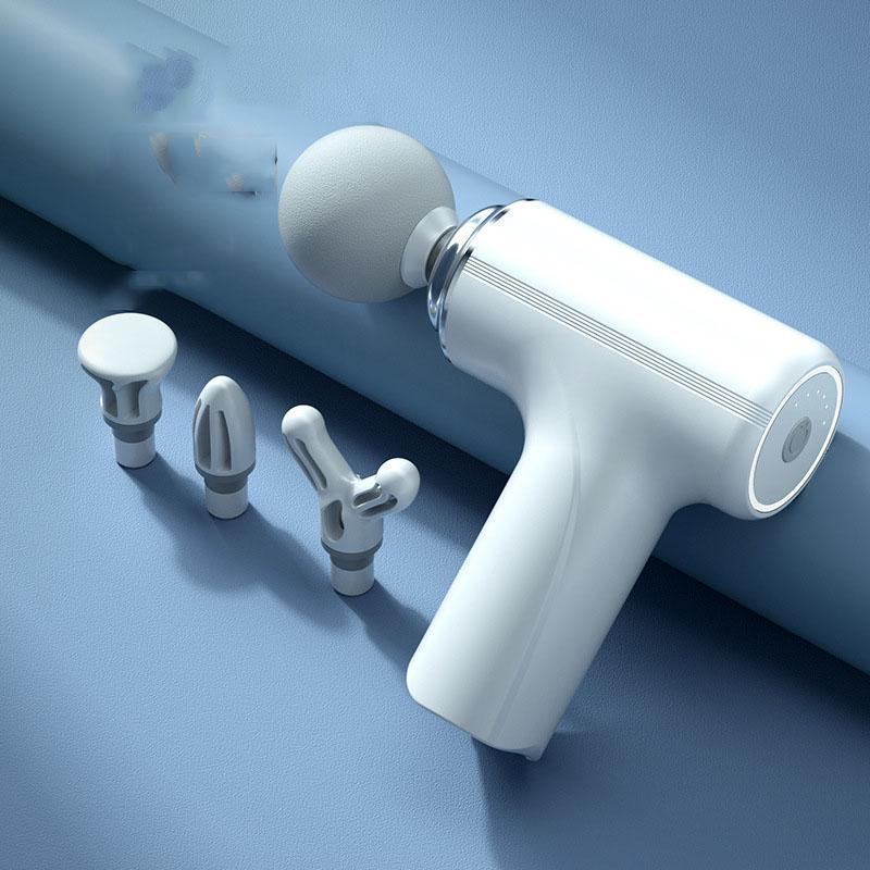 Pistol de Masaj Muscular Profesional cu 4 Capete Interchangeabile, Alb