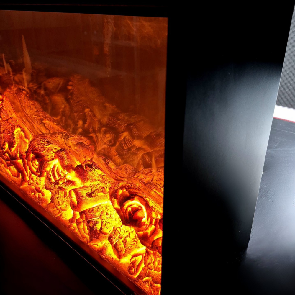 Semineu Electric Incorporabil, 2m, Negru, Design Minimalist, Telecomanda