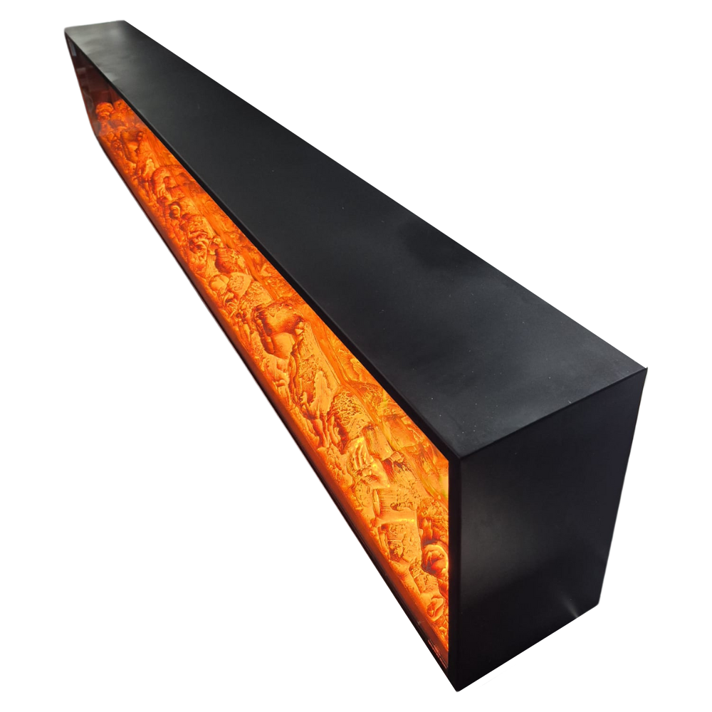 Semineu Electric Incorporabil, 1.5m ,Negru, Design Minimalist, Telecomanda, Flacari Realistice