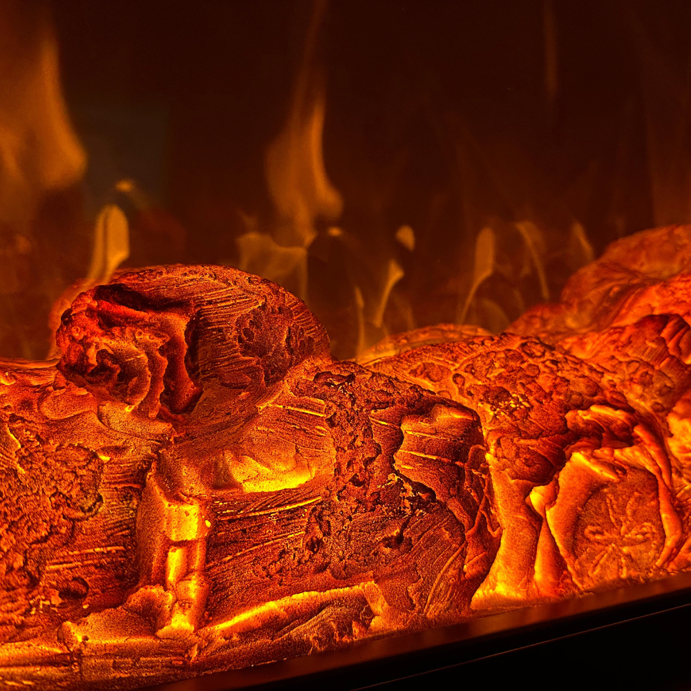 Semineu Electric Incorporabil, 1.5m ,Negru, Design Minimalist, Telecomanda, Flacari Realistice