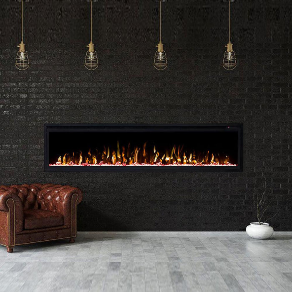 Semineu Electric Incorporabil, 2m, Negru, Design Minimalist, Telecomanda