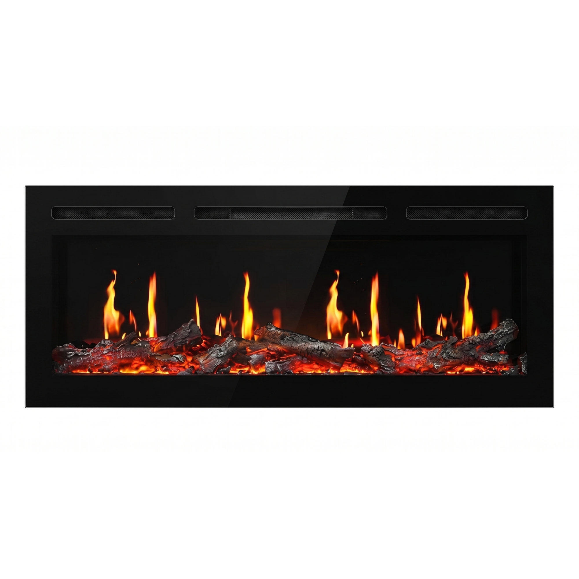 Semineu Electric Incorporabil Premium cu Ecran LCD HD, Flacari Ultra-Realiste, Sunet Autentic, Negru